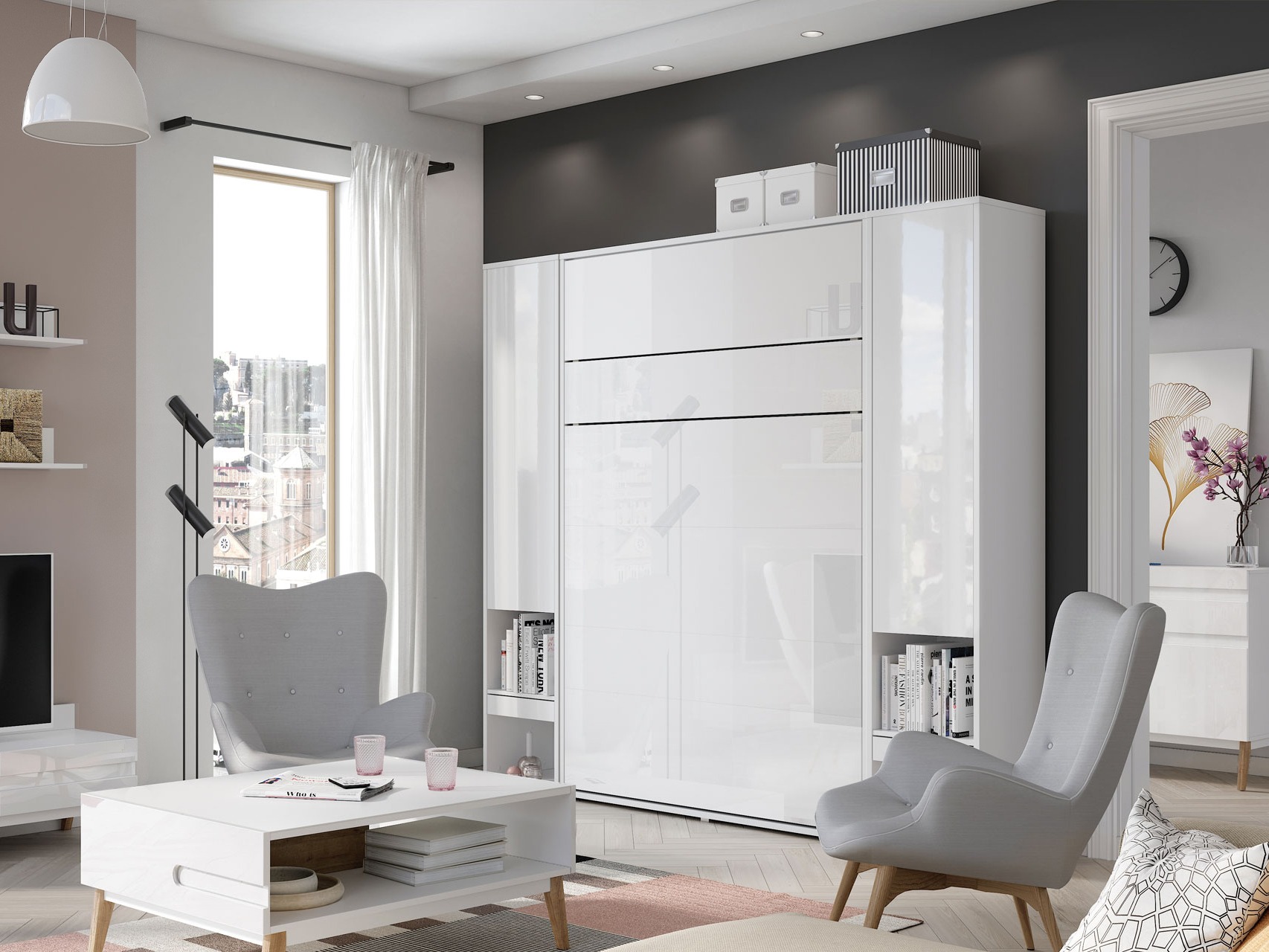 Cama rebatível Concept Lenart (Branco + Branco brilhante)
