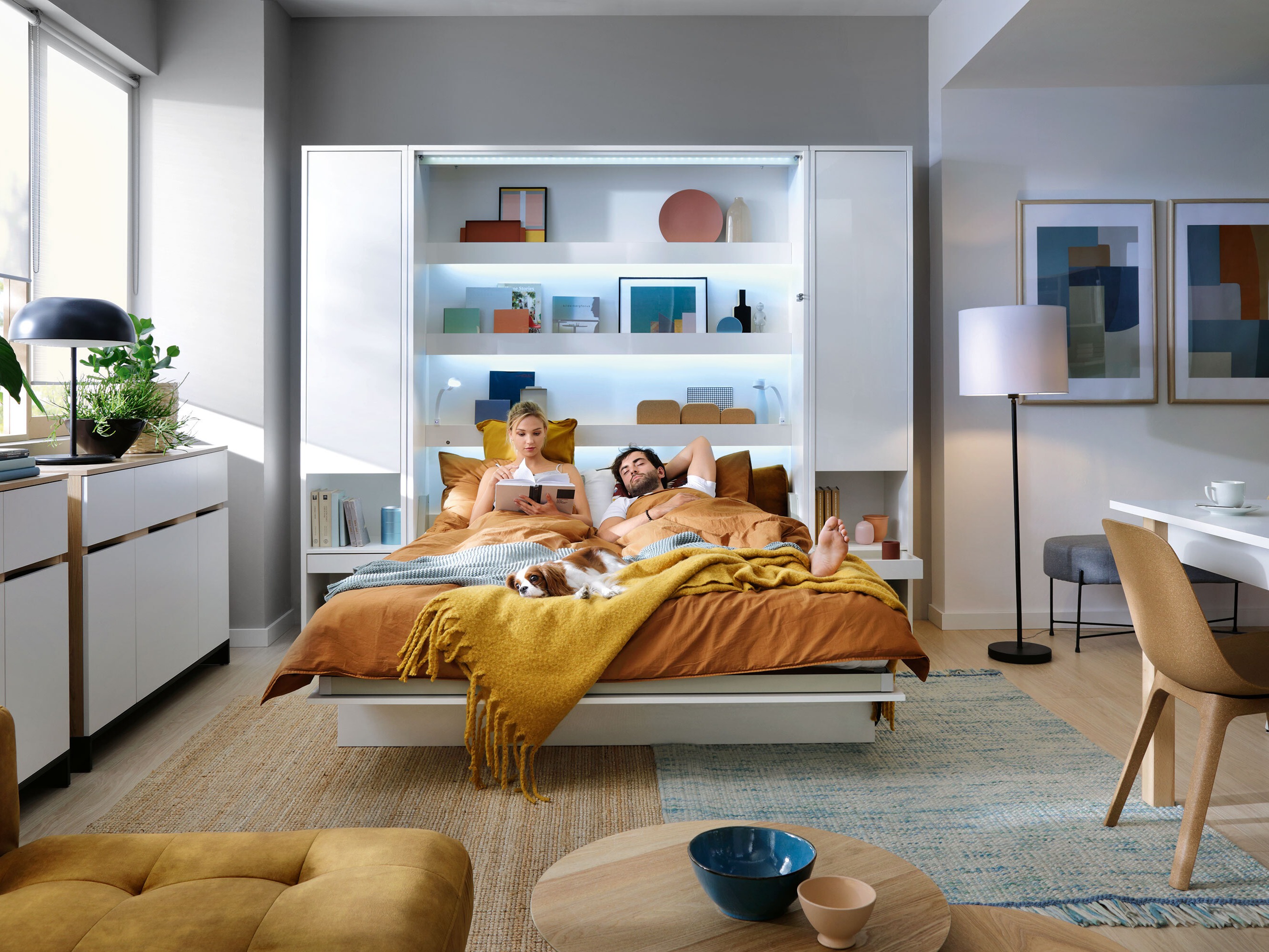 Cama rebatível Concept Lenart (Branco + Branco brilhante)