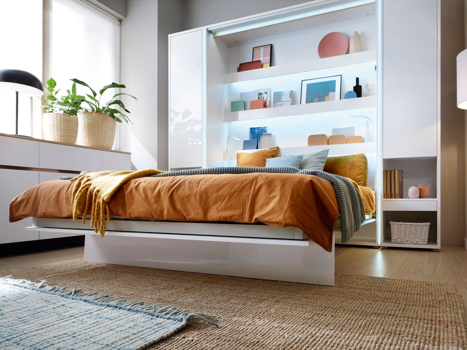 Cama rebatível Concept Lenart (Branco + Branco brilhante)
