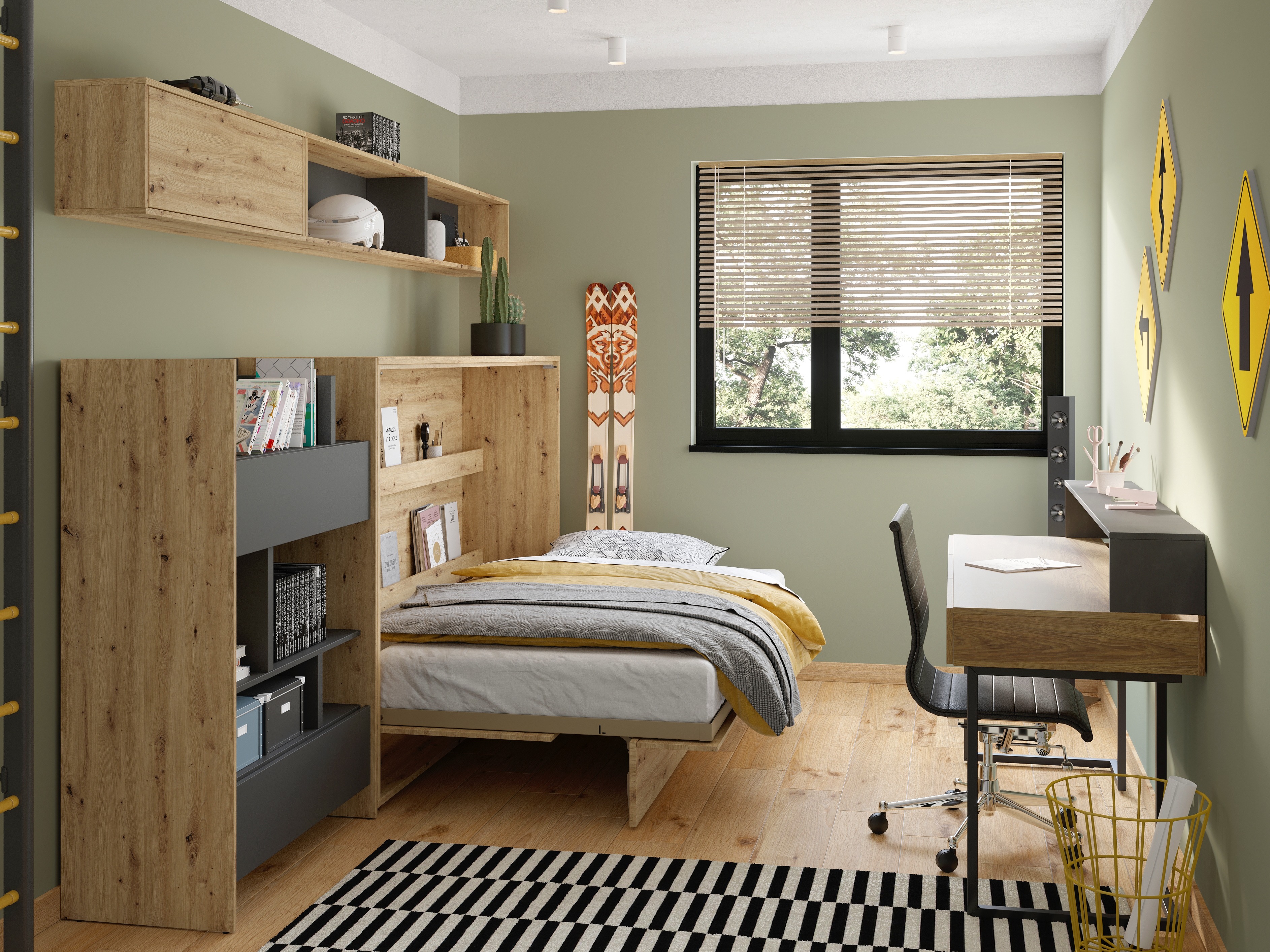 Cama rebatível Concept Lenart V (Carvalho Artisan)