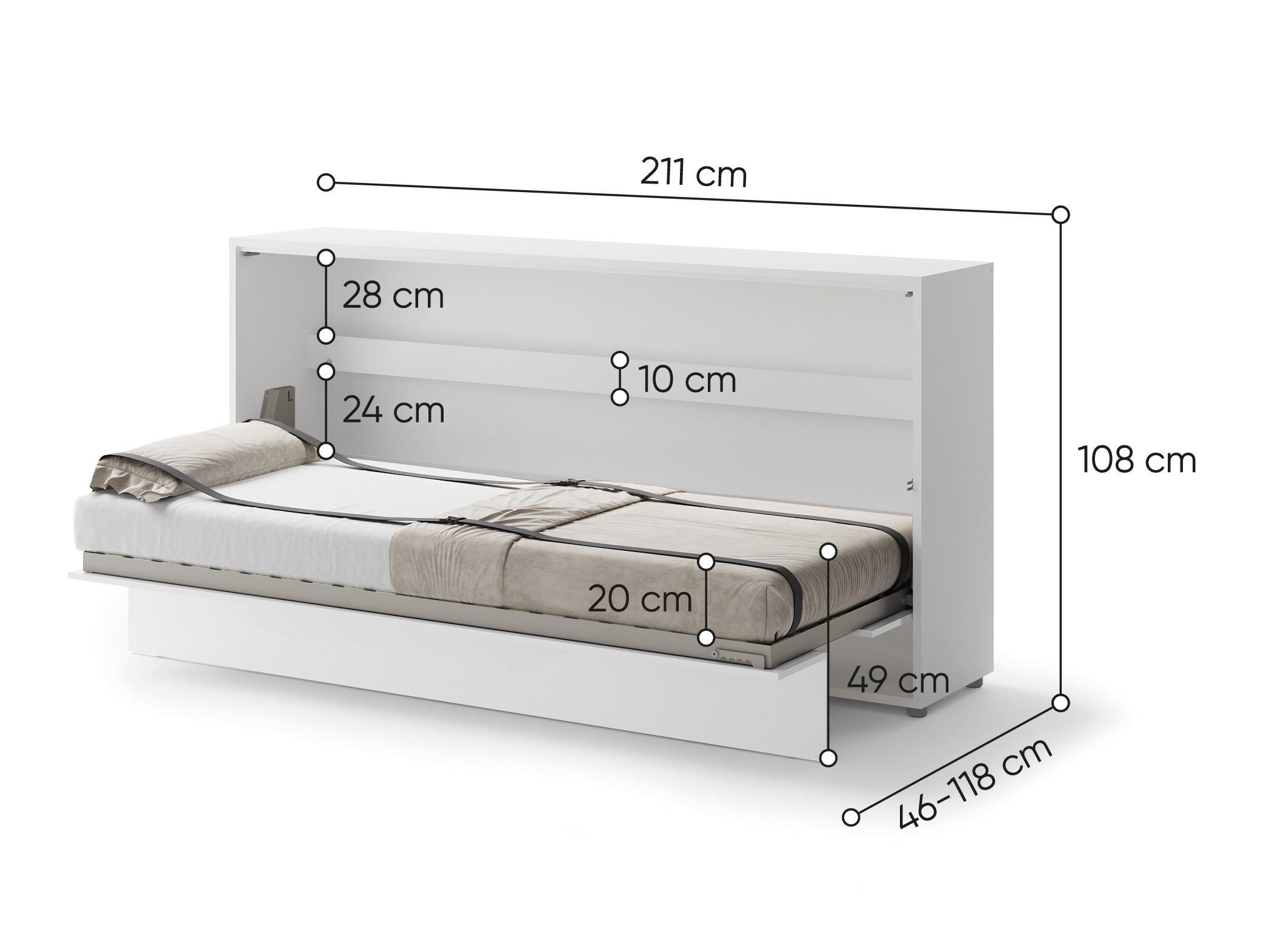 Cama rebatível Concept Lenart V (Carvalho Artisan)