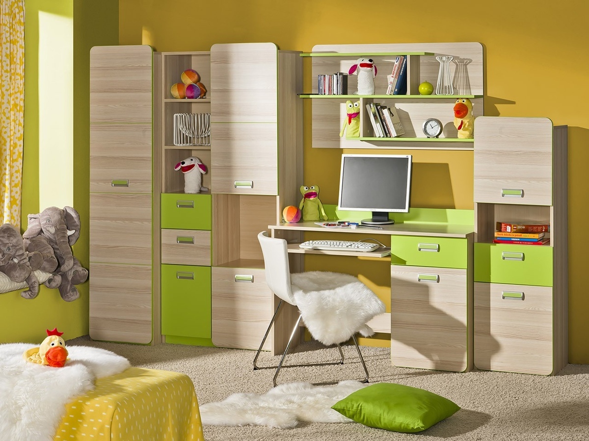 Conjuntos para quartos de criança Ophmora 118 (Madeira de freixo + Verde)