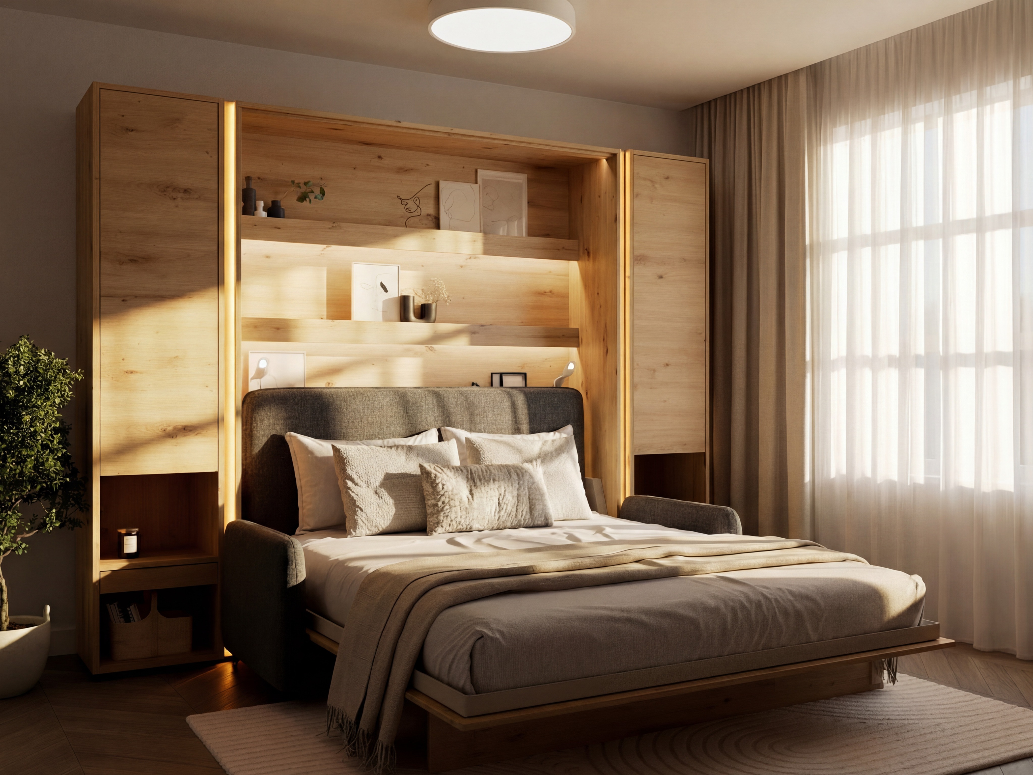 Cama rebatível Concept Lenart (Carvalho Artisan)