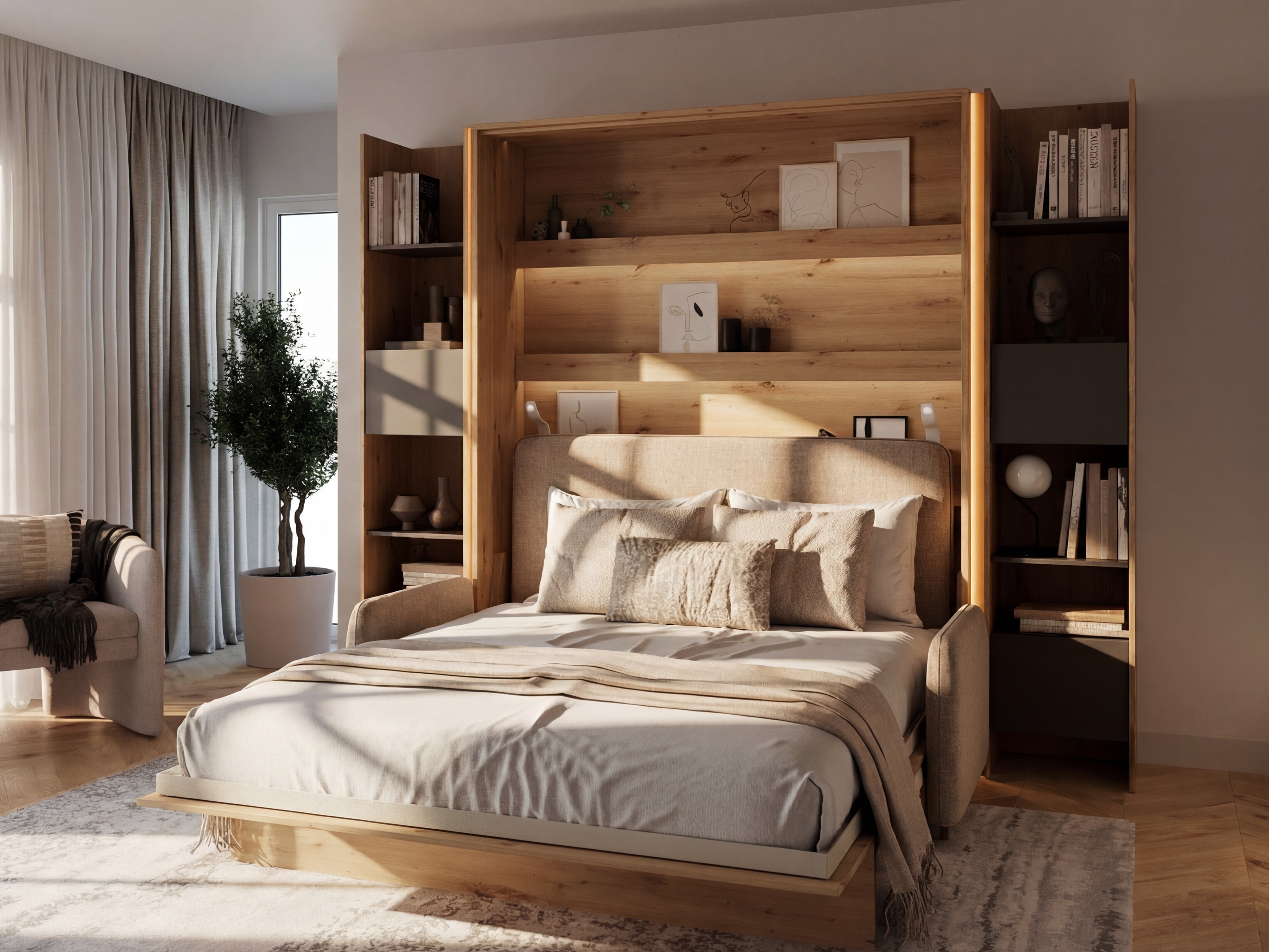 Cama rebatível Concept Lenart (Carvalho Artisan)