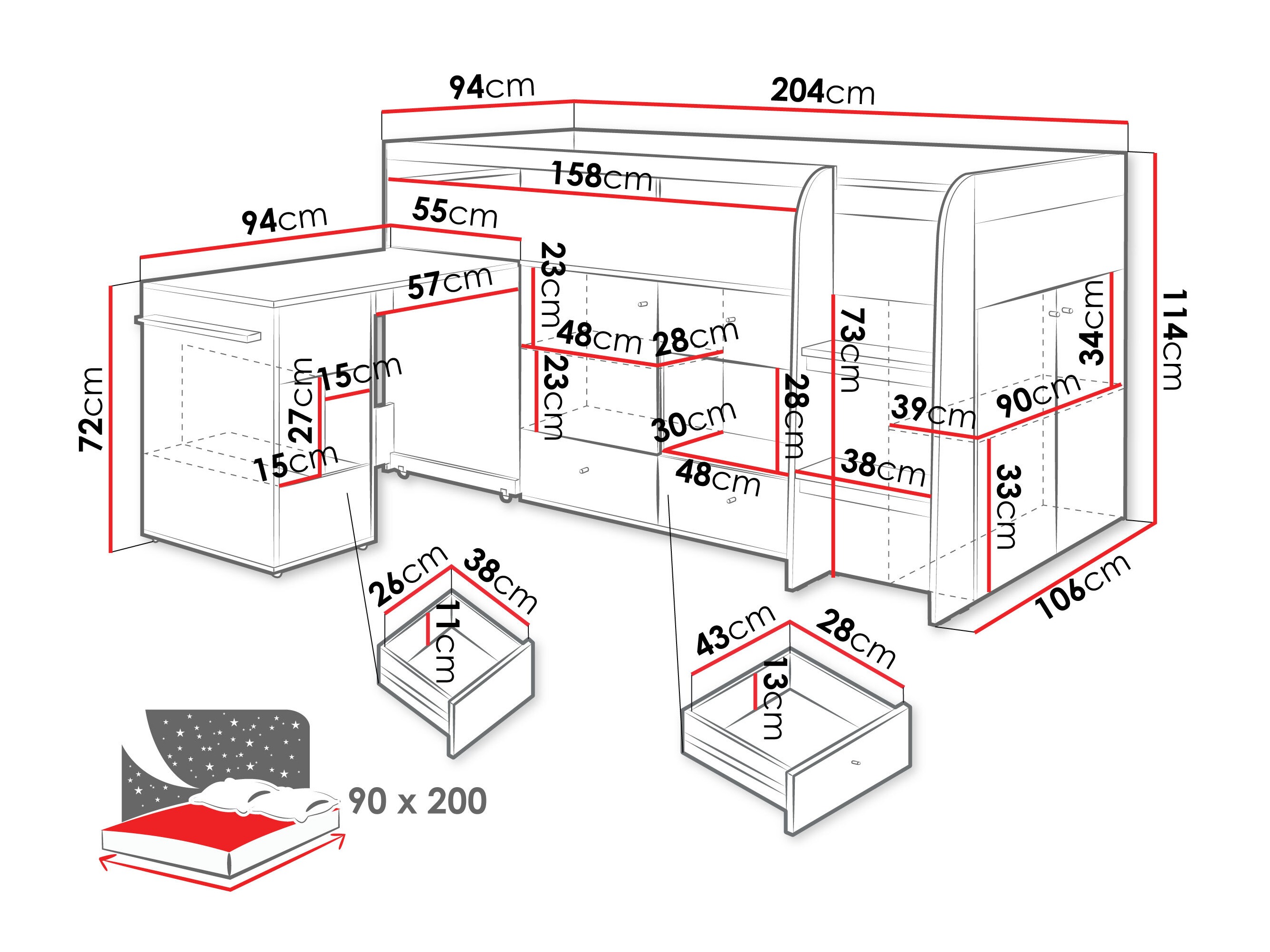 Cama alta Ciravie 107