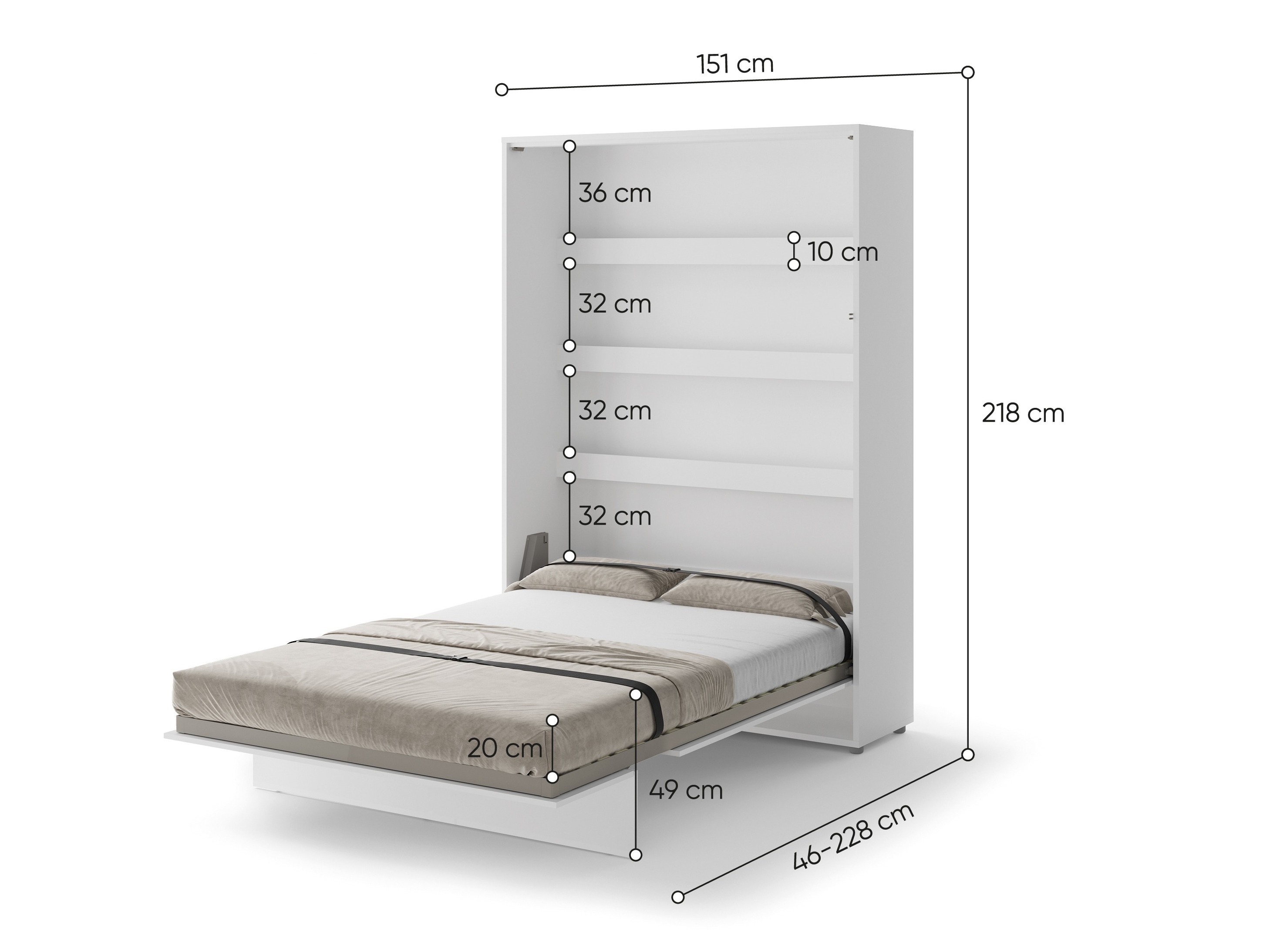 Cama rebatível Concept Lenart VII (Carvalho escuro + Bege)
