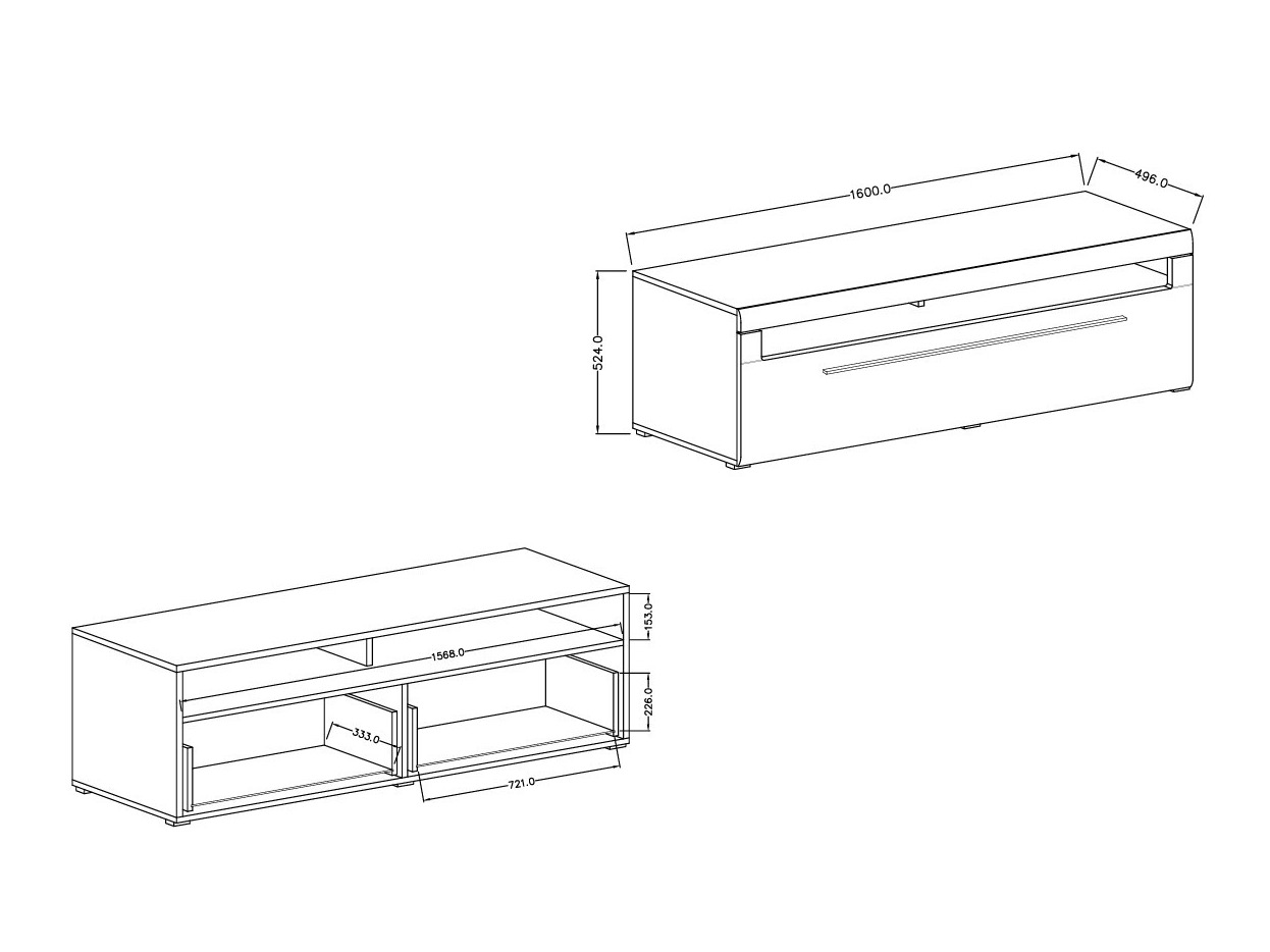 Móvel de TV Ophsalu 104 (Branco + Branco brilhante)