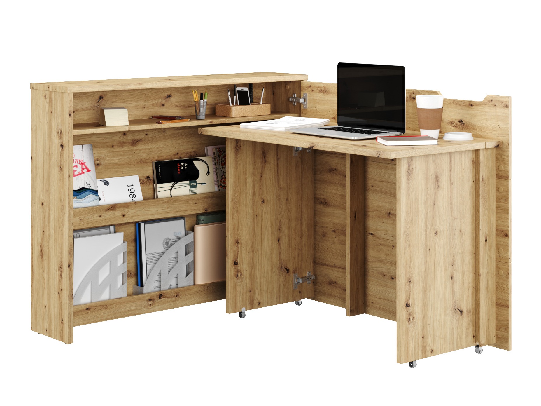 Mesa de escritório para cantos Concept Lenart (Carvalho Artisan)