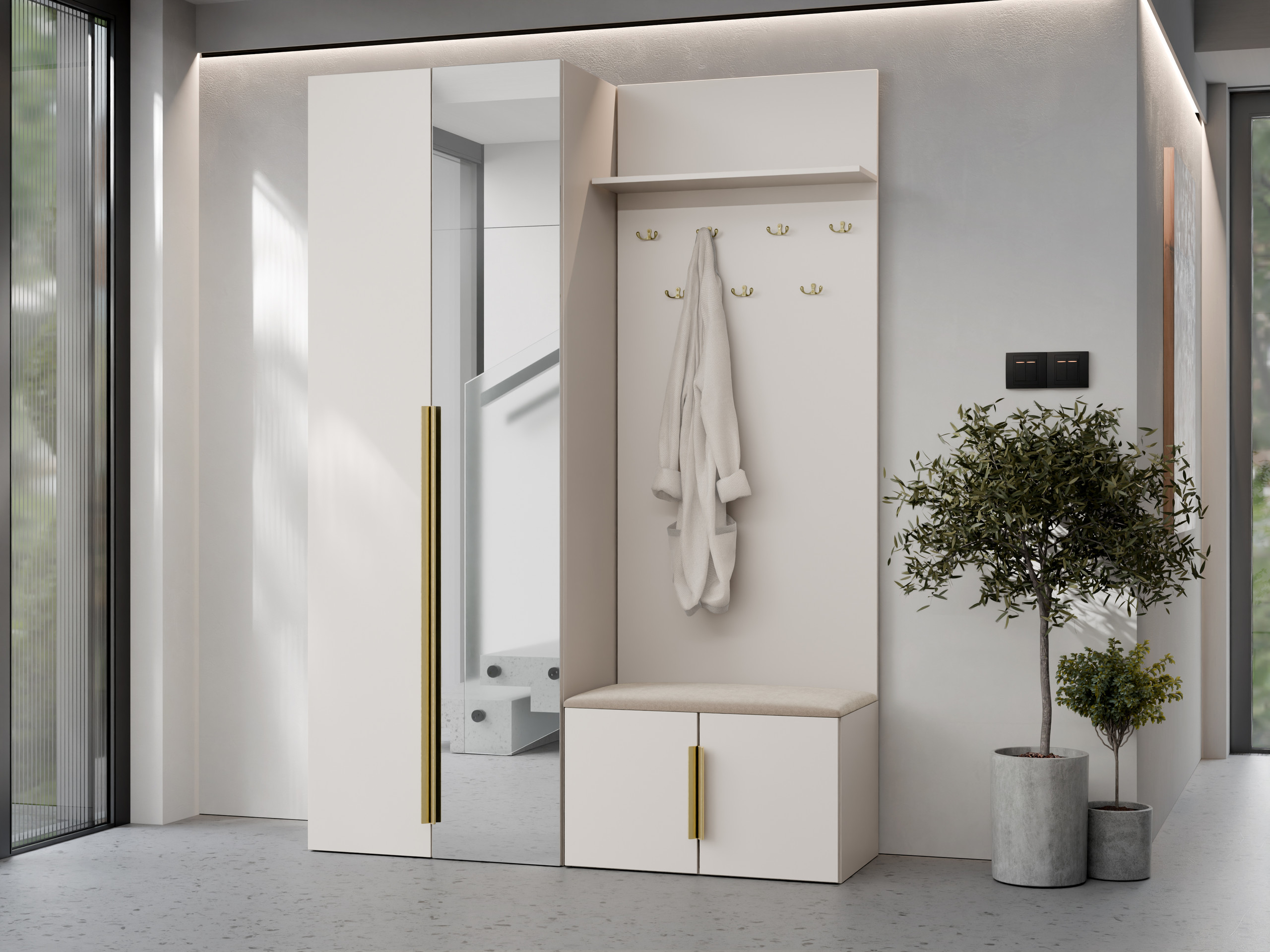 Conjunto para corredor Comfivo 583 (Bege + Dourado)
