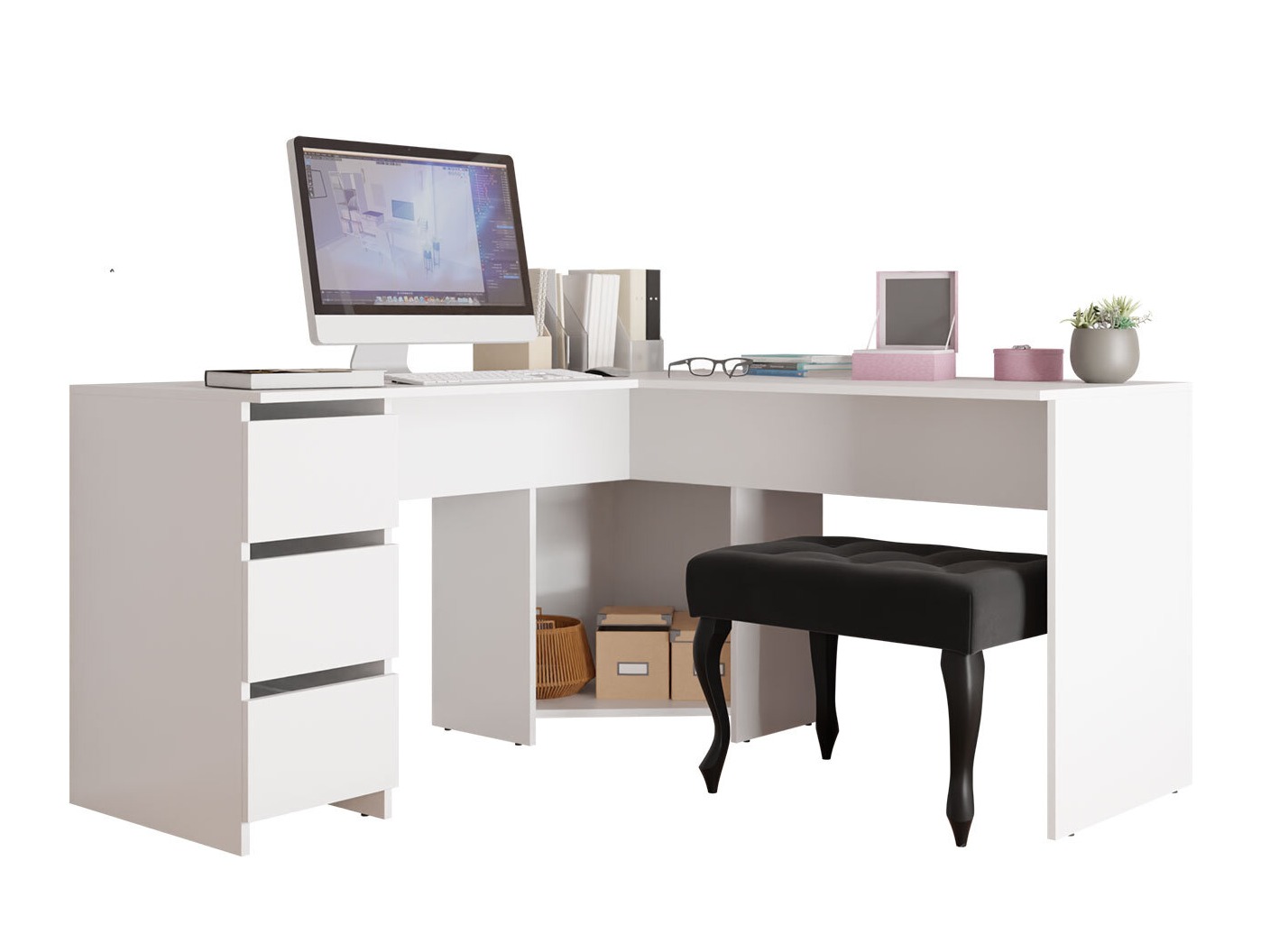 Mesa de escritório para cantos Comfivo Insuler (Branco)