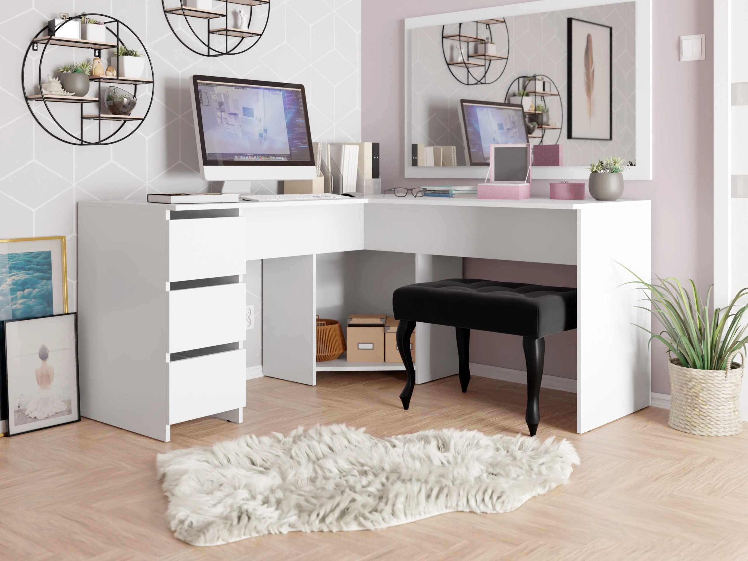 Mesa de escritório para cantos Comfivo Insuler (Branco)