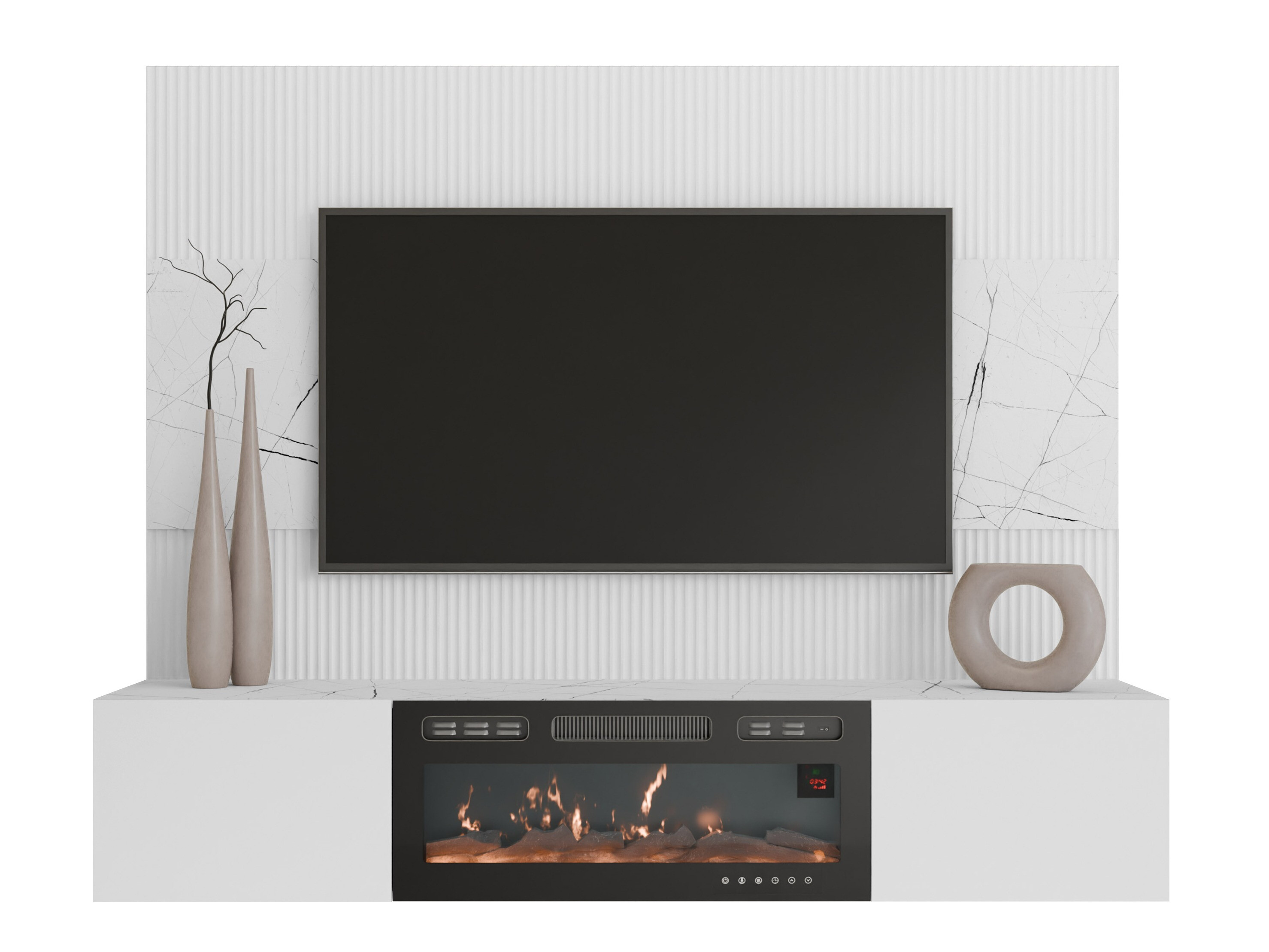 Conjunto para sala de estar Comfivo Salix VII (Branco + Marmore branco)