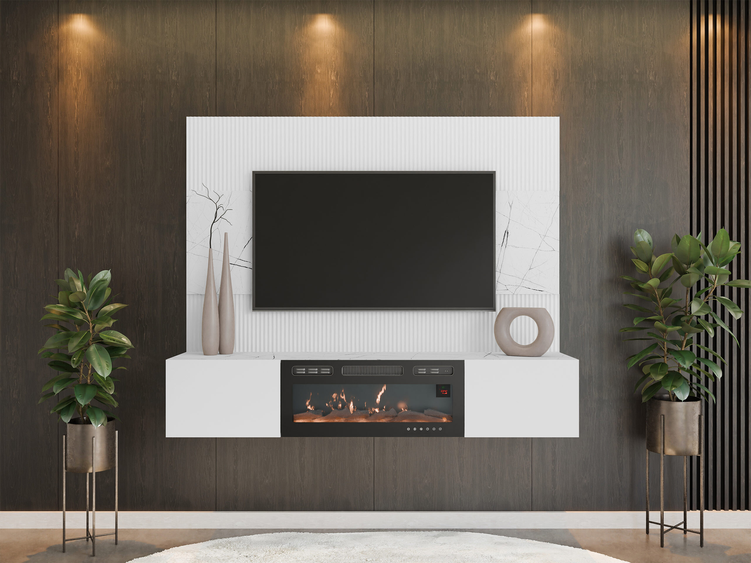 Conjunto para sala de estar Comfivo Salix VII (Branco + Marmore branco)