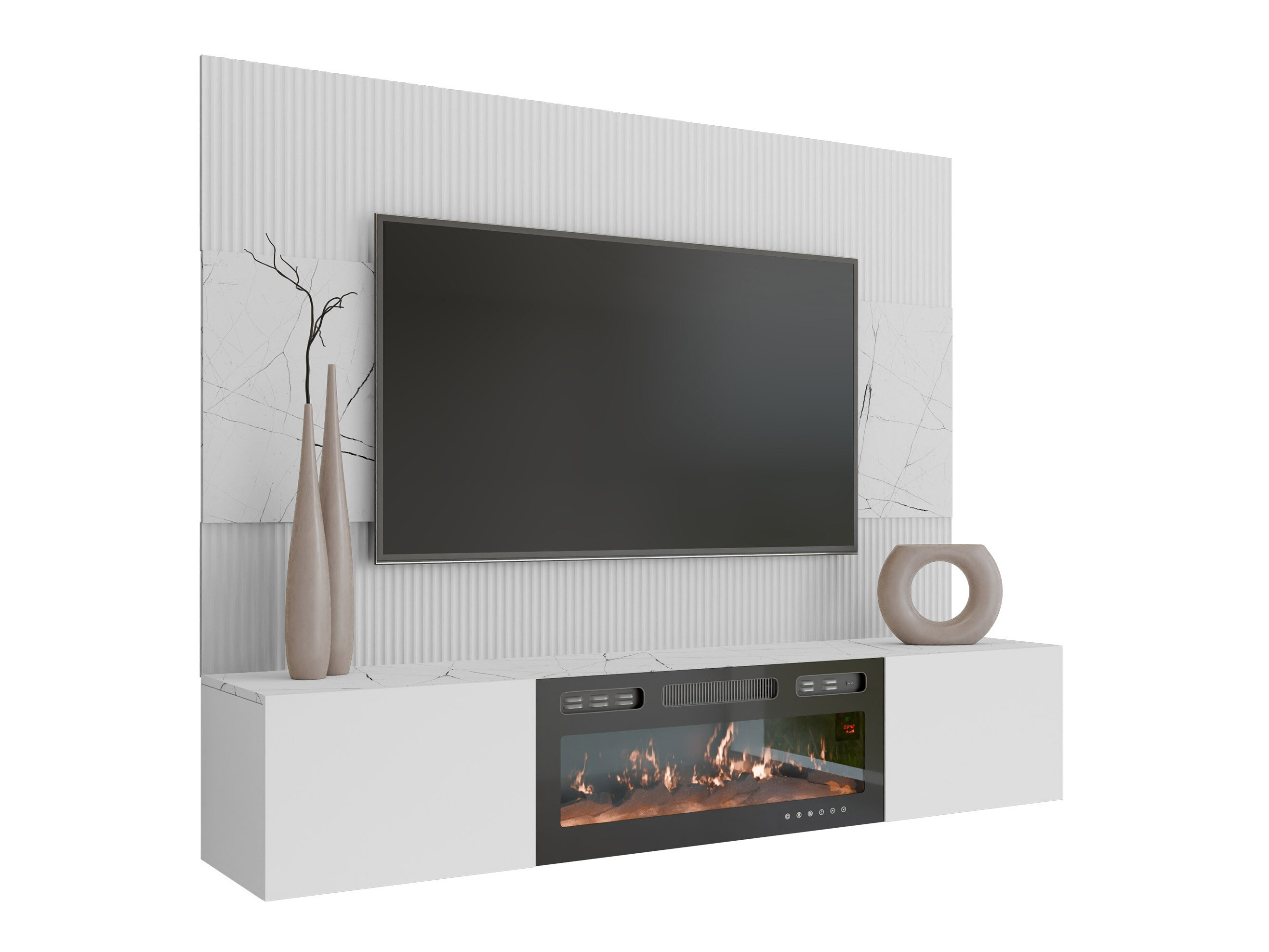 Conjunto para sala de estar Comfivo Salix VII (Branco + Marmore branco)