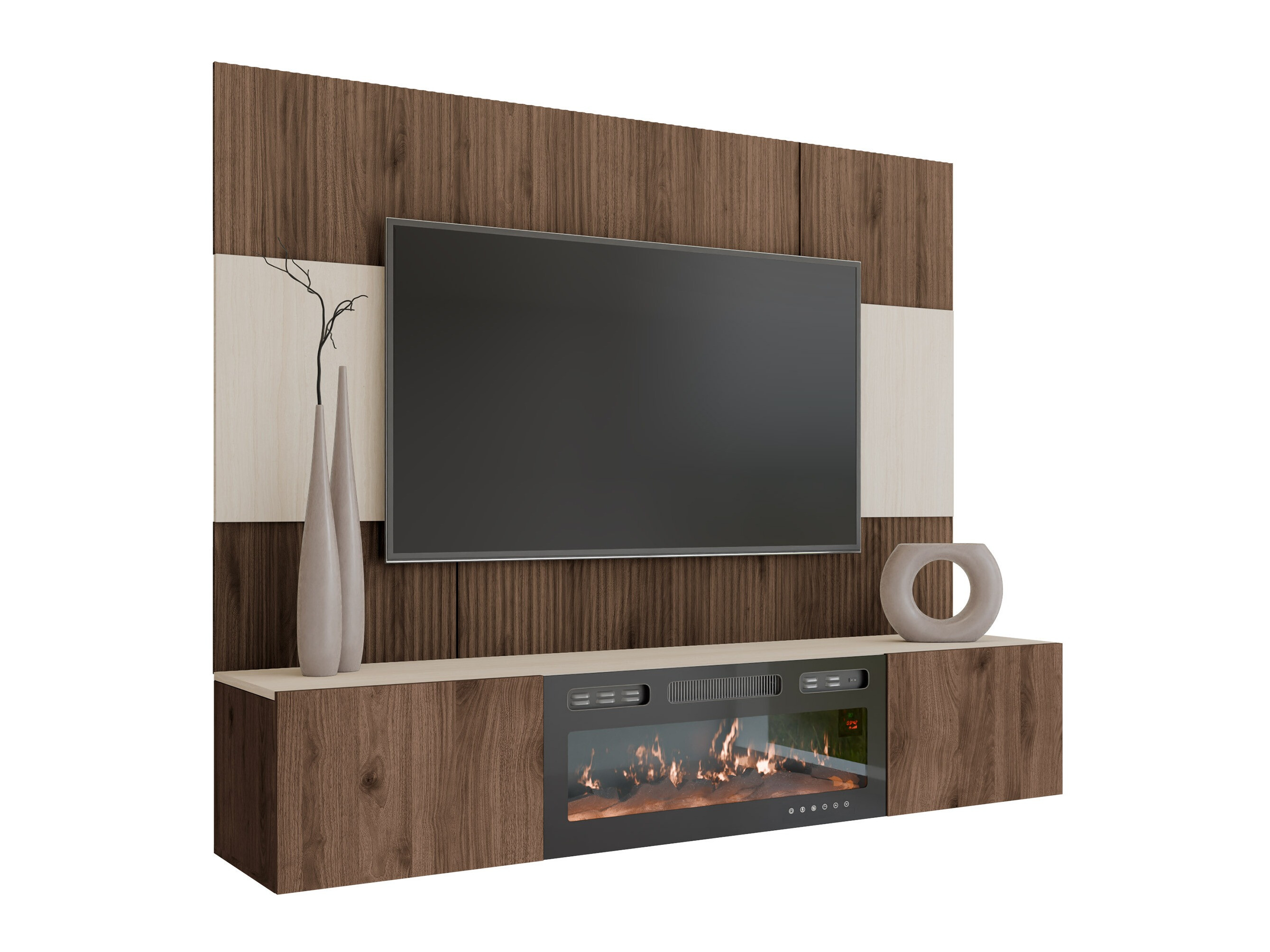 Conjunto para sala de estar Comfivo Salix VII (Nogueira + Claro Travertine)