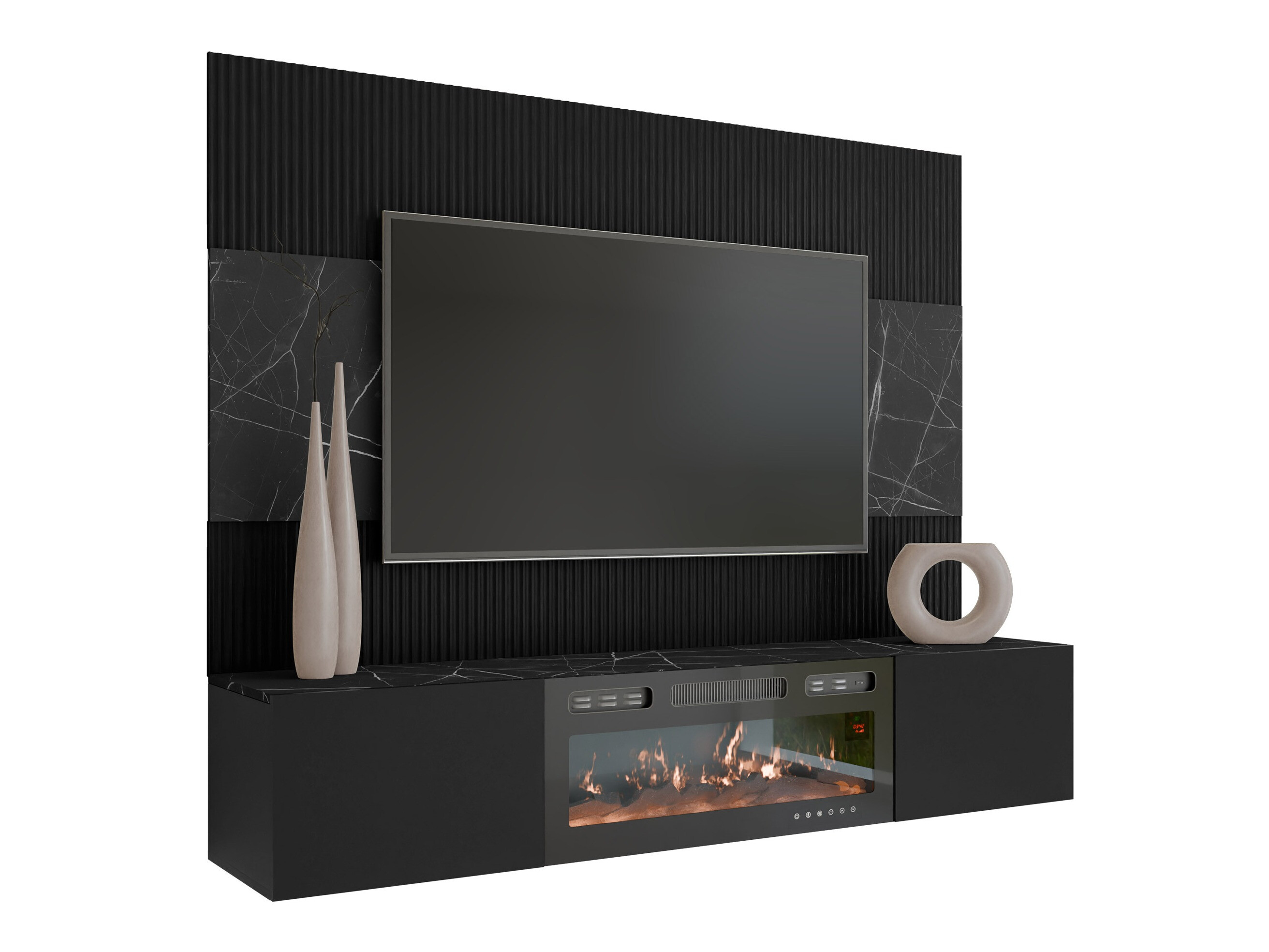 Conjunto para sala de estar Comfivo Salix VII (Preto + Mármore preto)