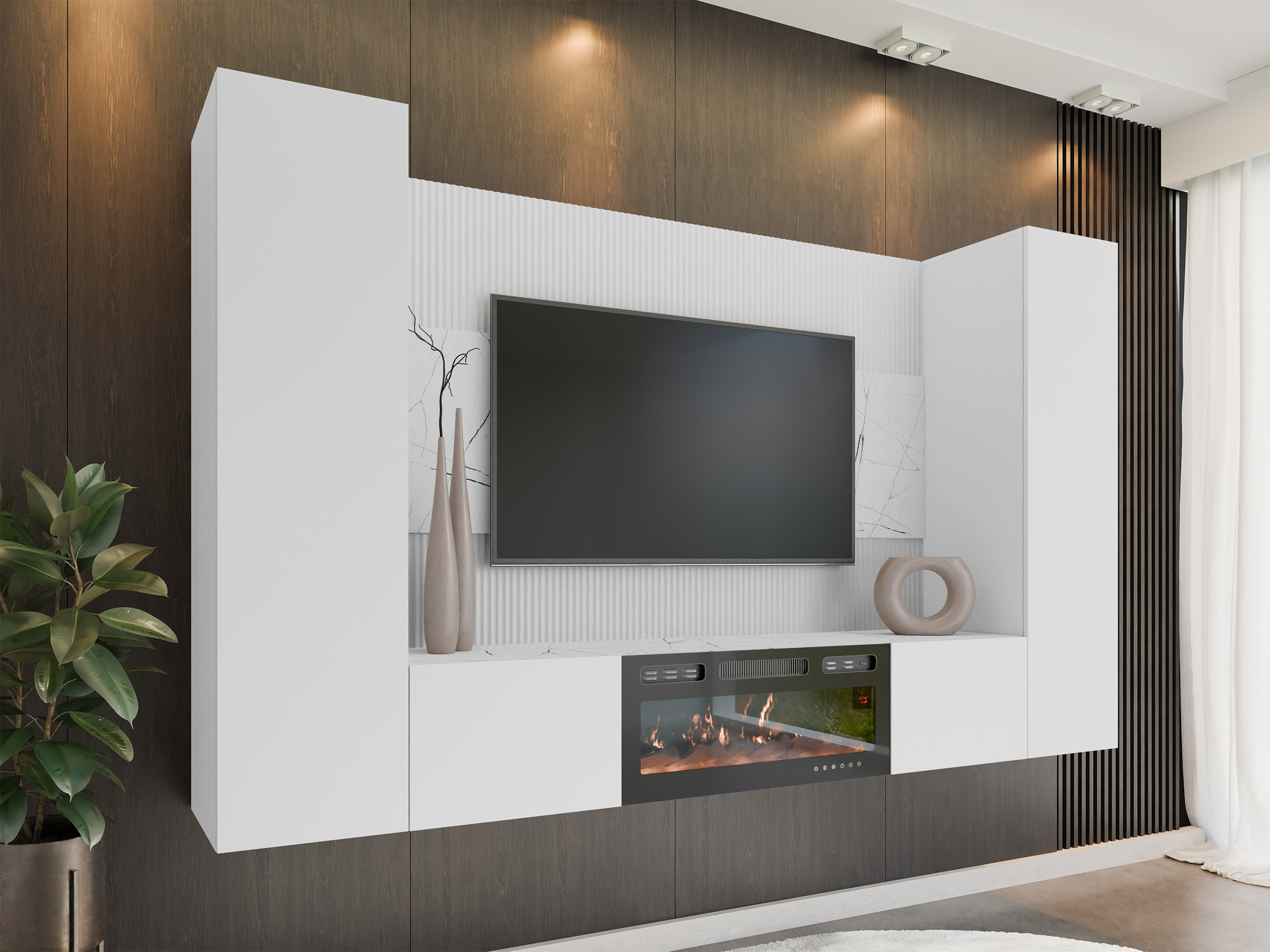 Conjunto para sala de estar Comfivo Salix VIII (Branco + Marmore branco)