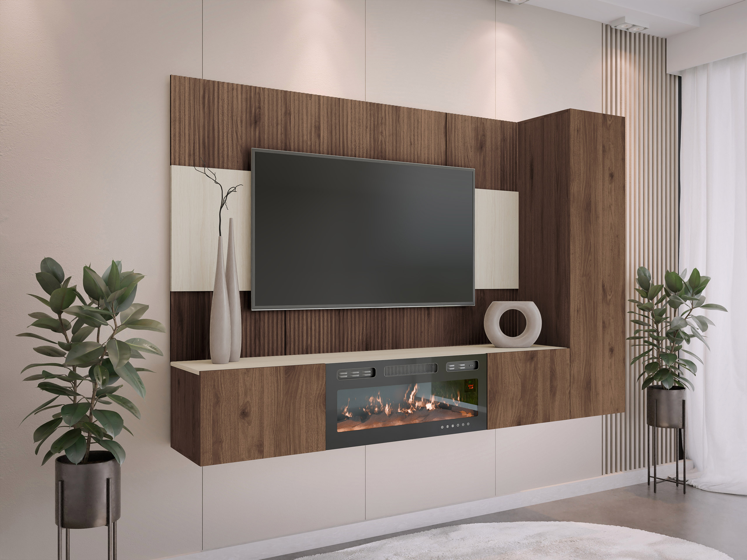 Conjunto para sala de estar Comfivo Salix IX (Nogueira + Claro Travertine)