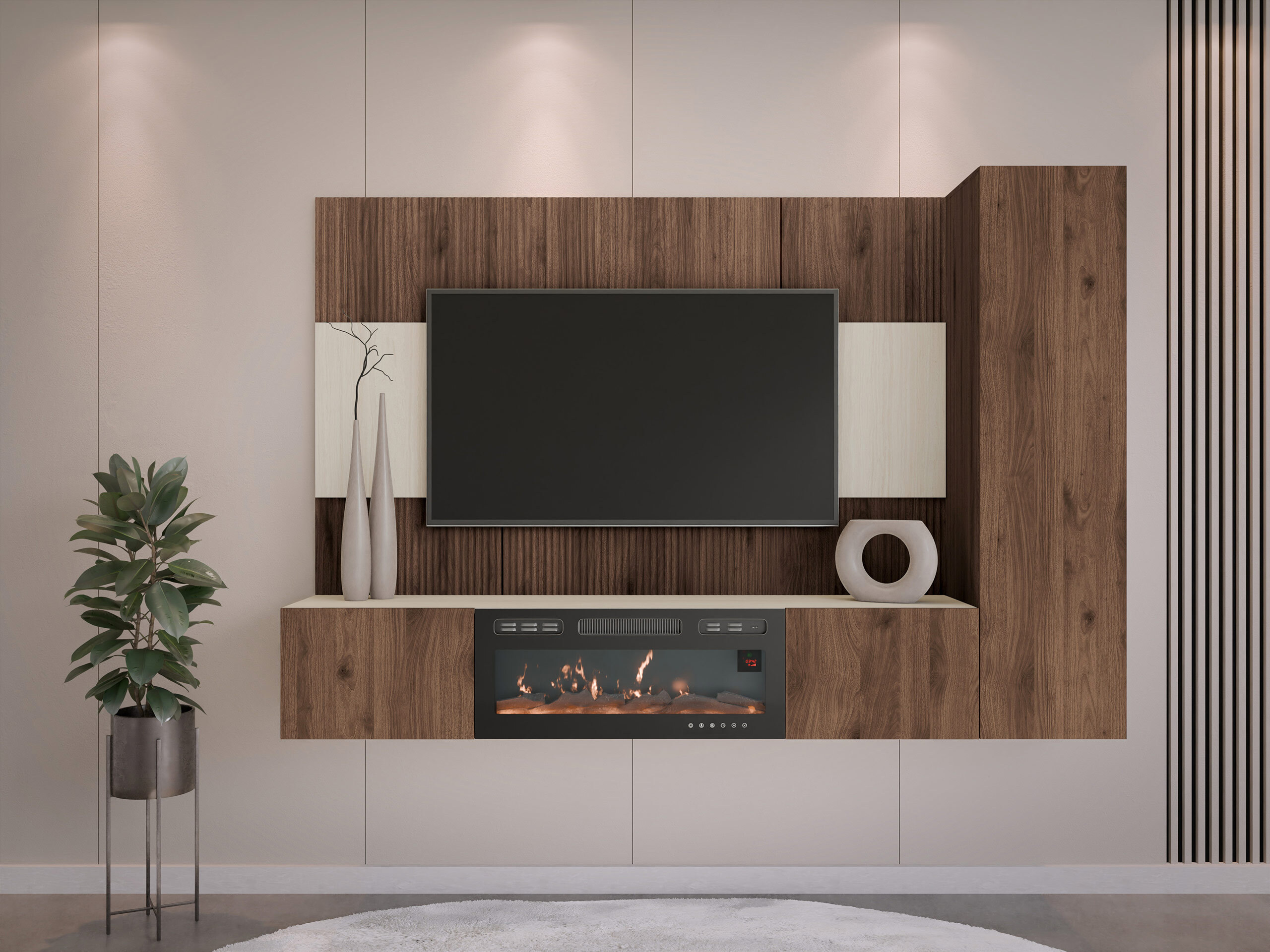 Conjunto para sala de estar Comfivo Salix IX (Nogueira + Claro Travertine)