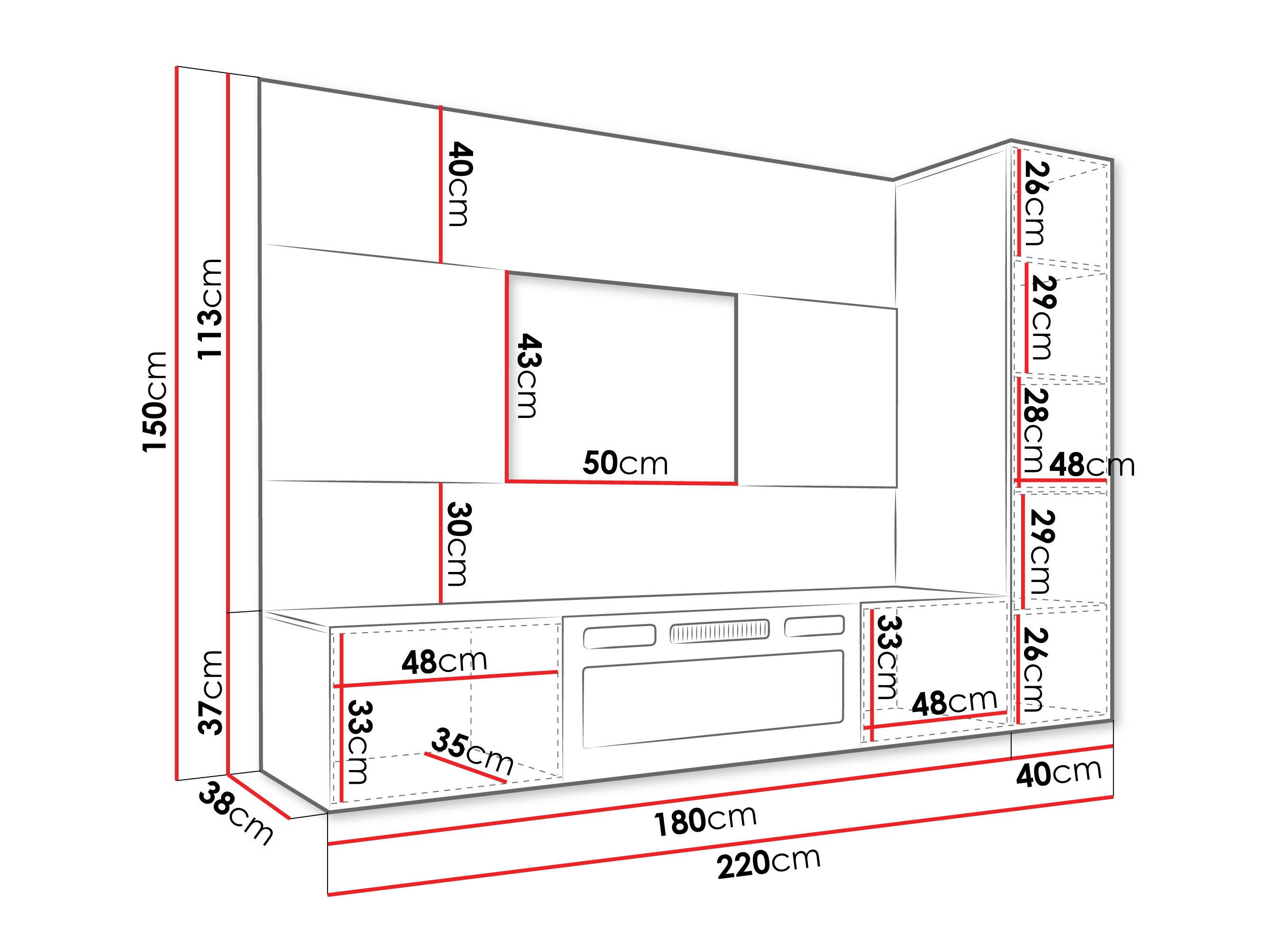 Conjunto para sala de estar Comfivo Salix IX (Nogueira + Claro Travertine)