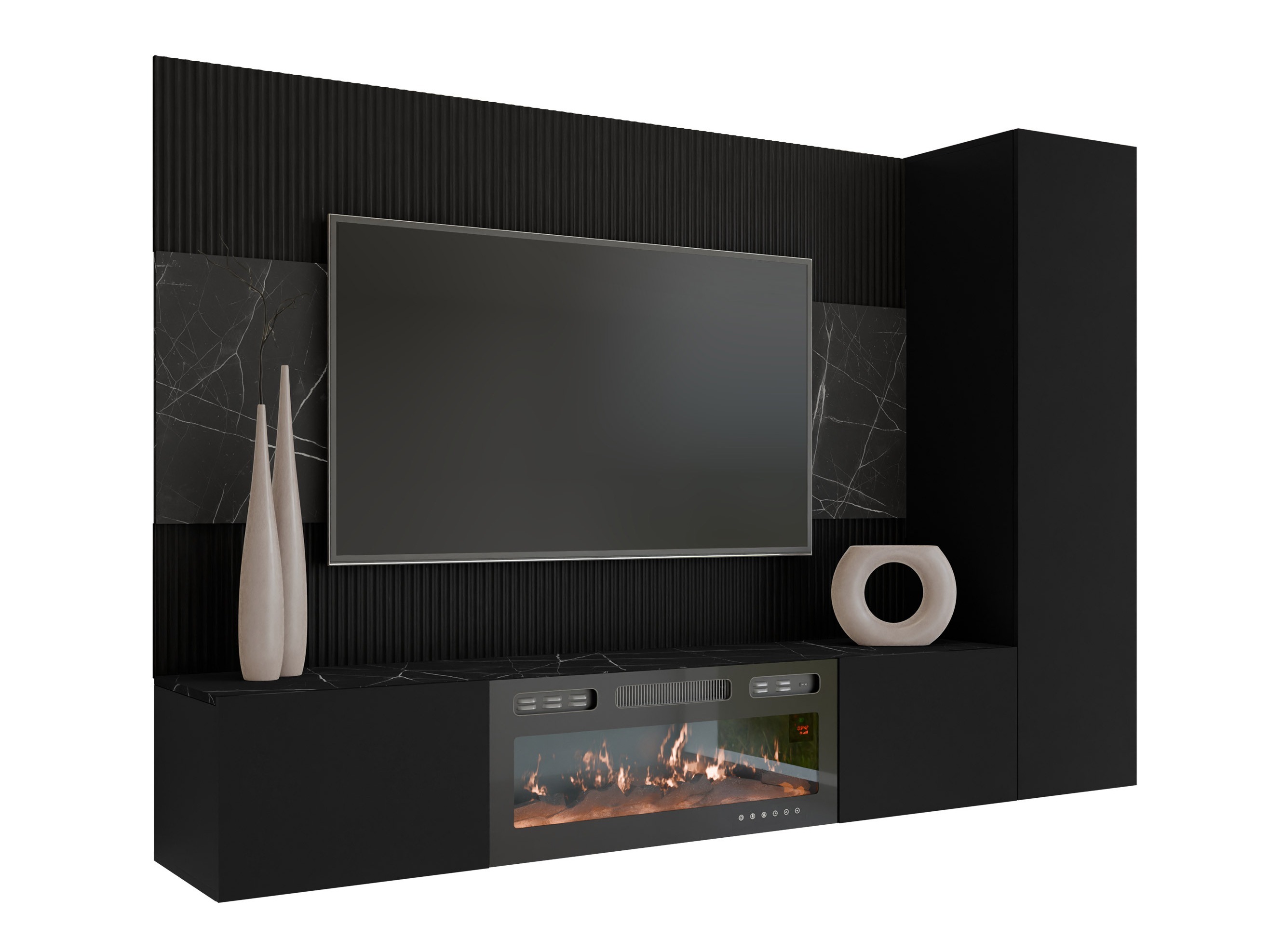 Conjunto para sala de estar Comfivo Salix IX (Preto + Mármore preto)