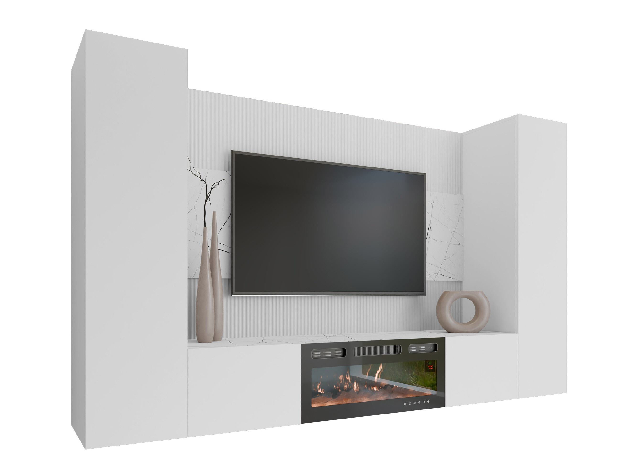 Conjunto para sala de estar Comfivo Salix VIII (Branco + Marmore branco)