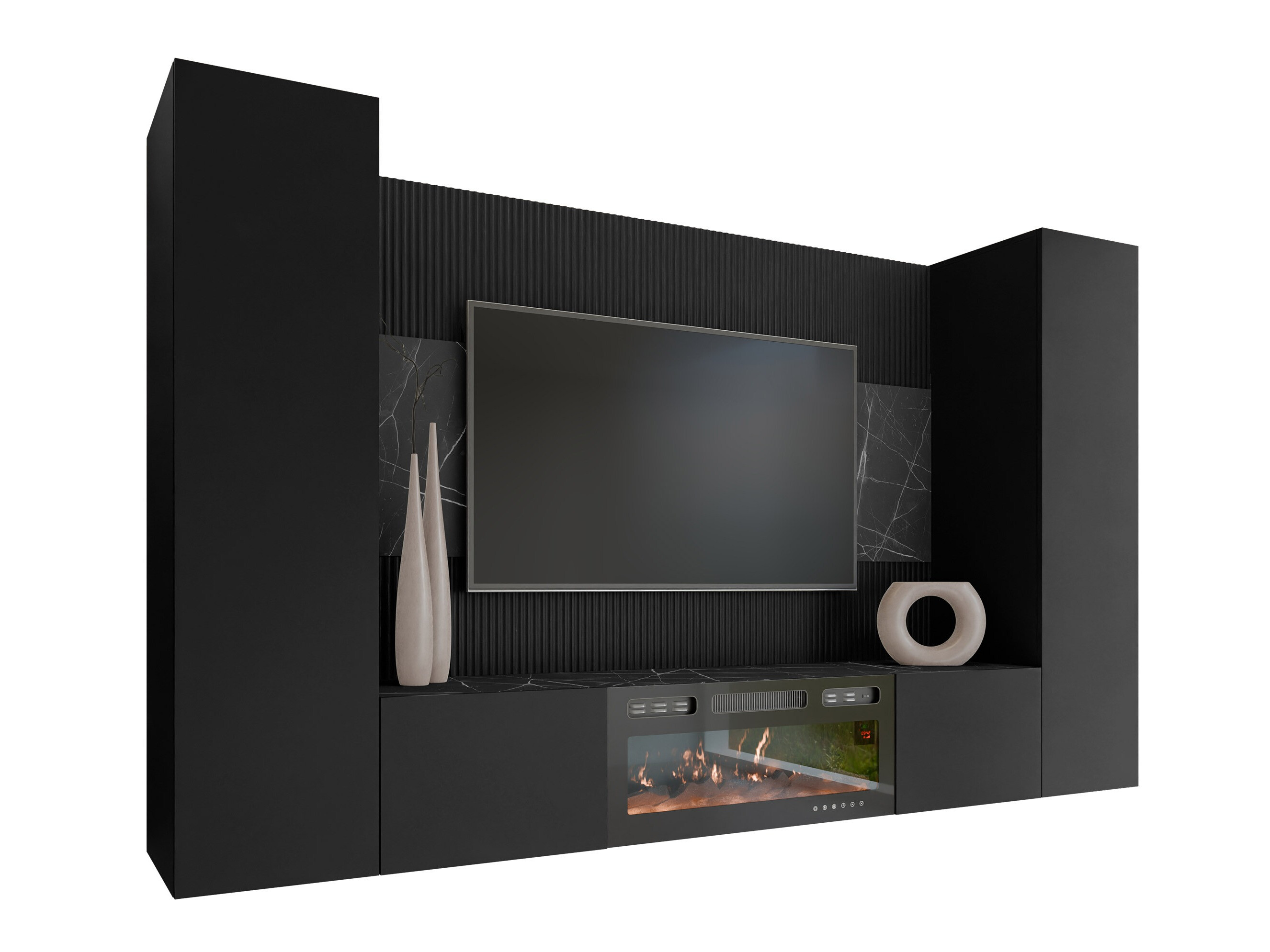 Conjunto para sala de estar Comfivo Salix VIII (Preto + Mármore preto)