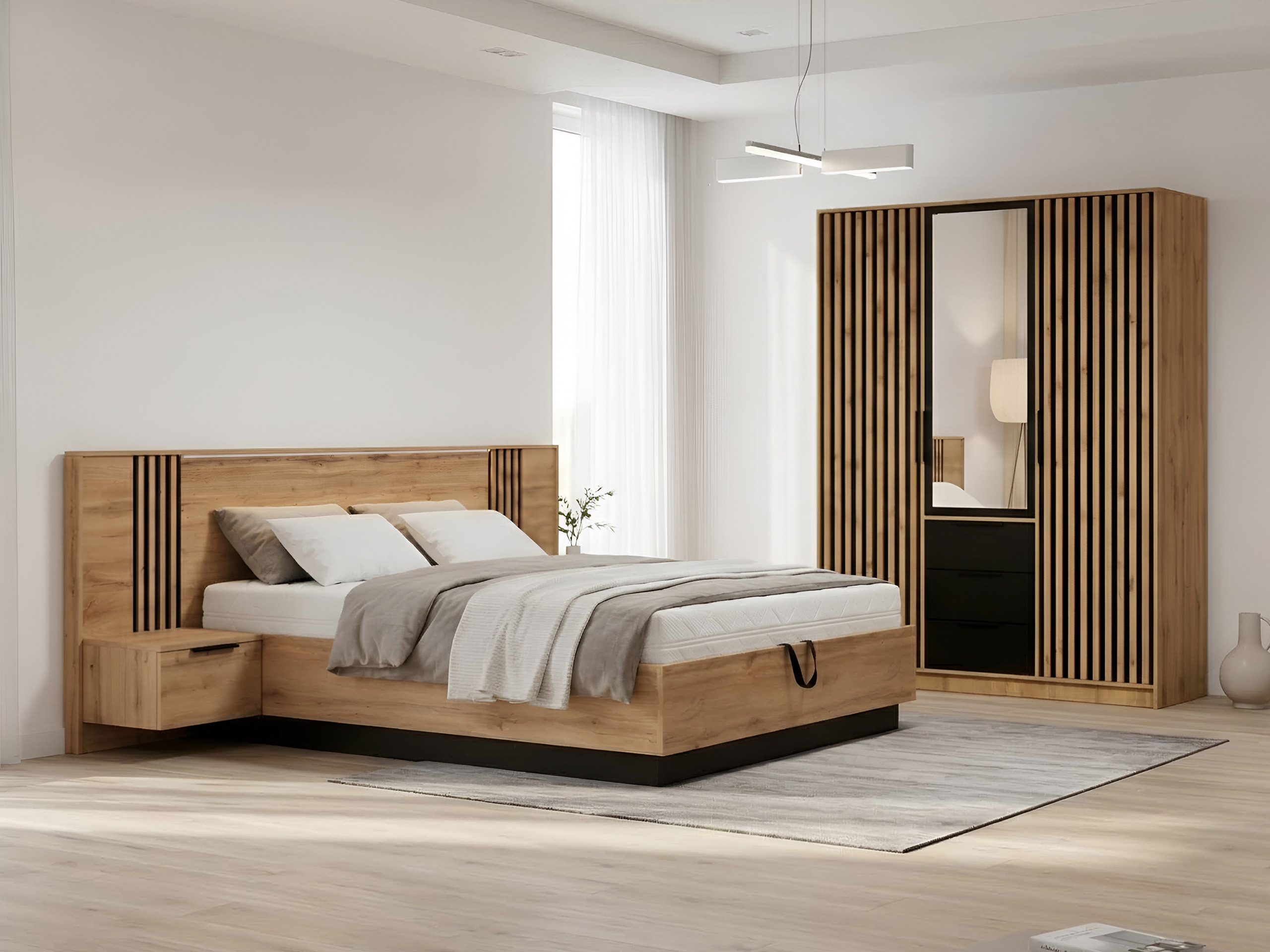 Cama Collis (Carvalho wotan + Preto)