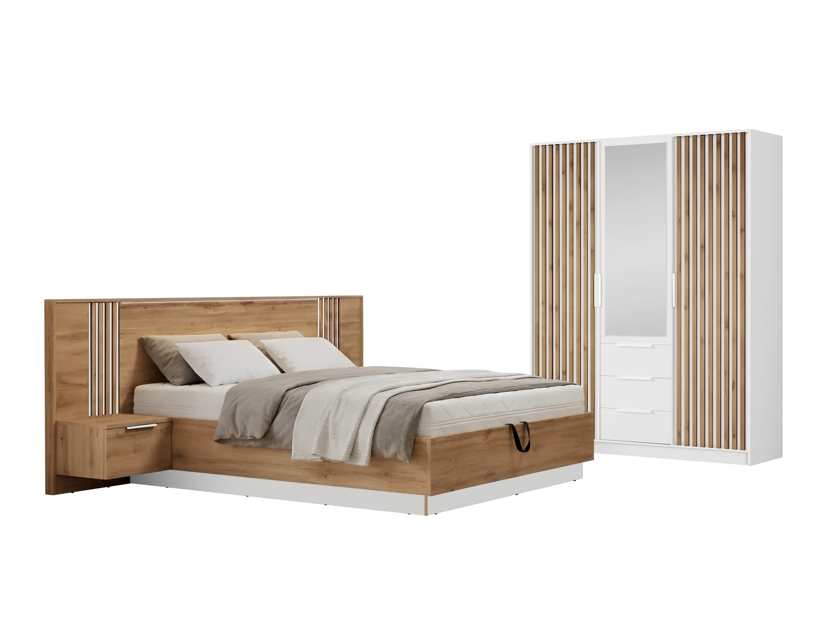 Conjunto para quarto Collis (Carvalho wotan + Branco)