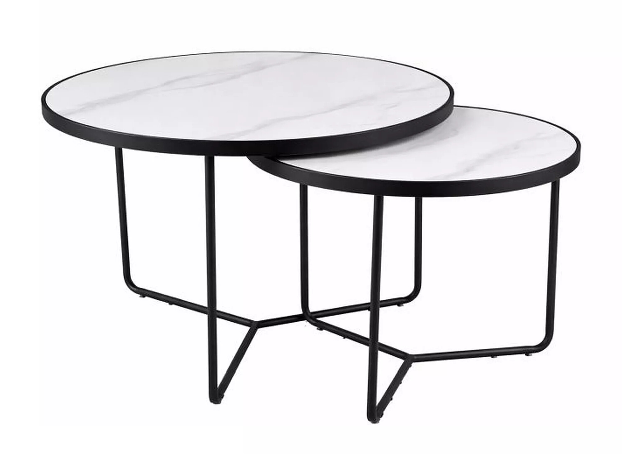 Conjunto de mesa de centro Detroit 252 (Marmore branco + Preto)