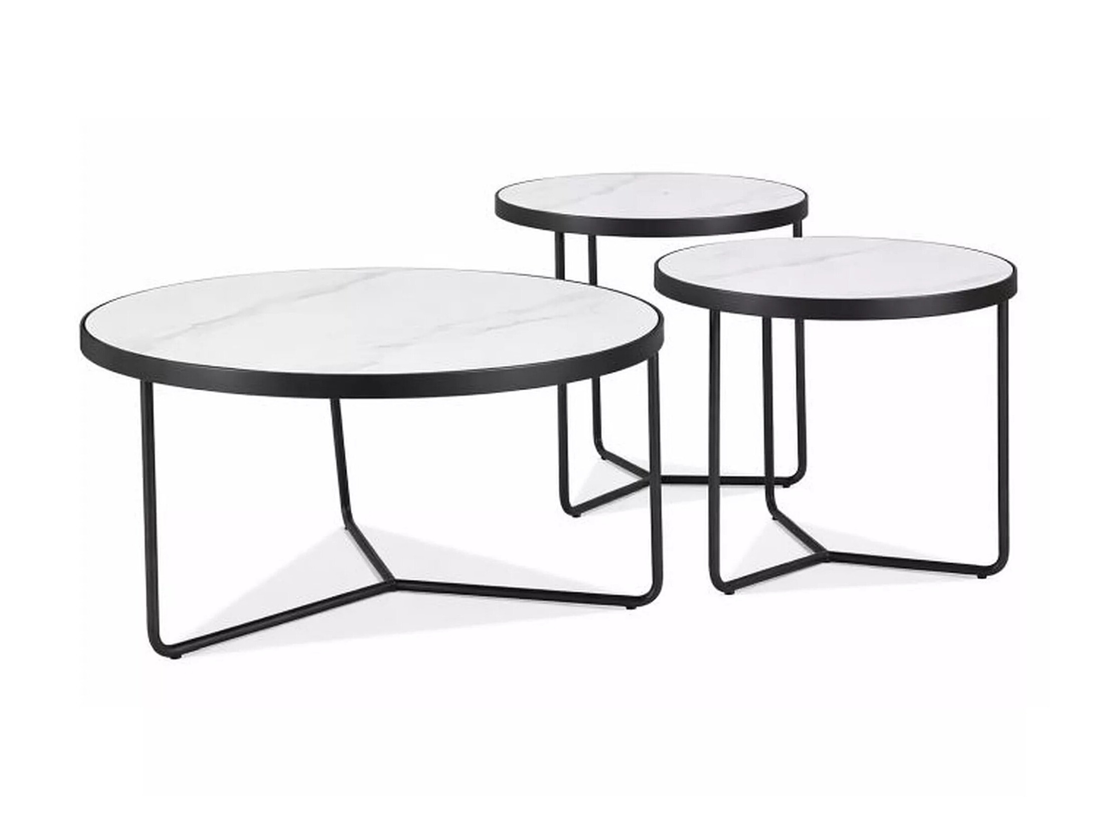 Conjunto de mesa de centro Detroit 570 (Marmore branco + Preto)