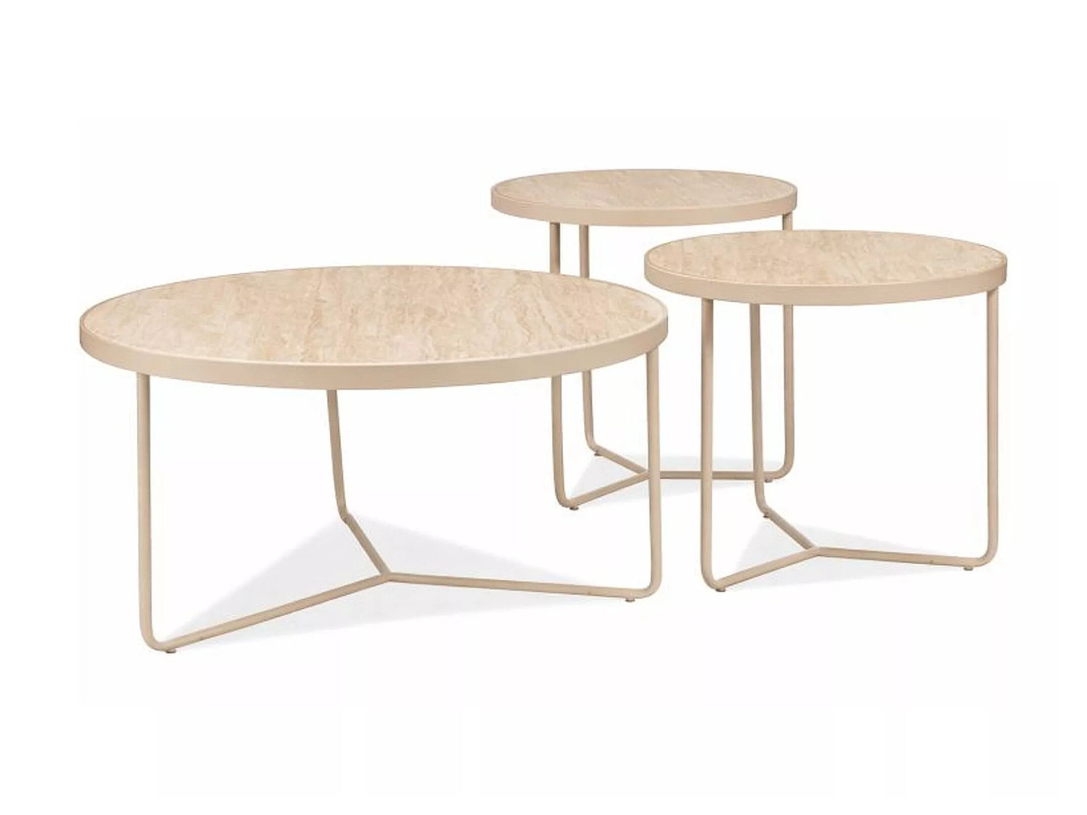 Conjunto de mesa de centro Detroit 570 (Travertino claro + Caxemira)