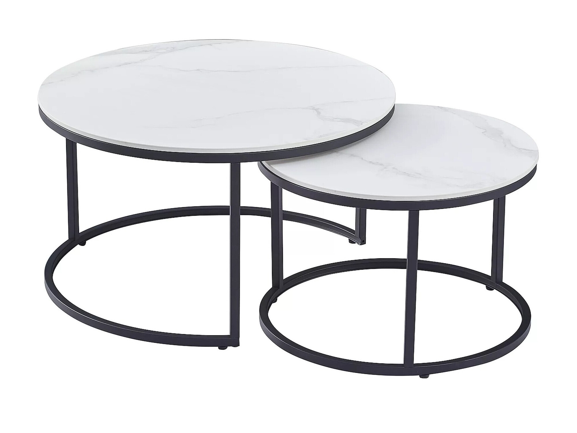 Conjunto de mesa de centro Detroit 607 (Marmore branco + Preto)