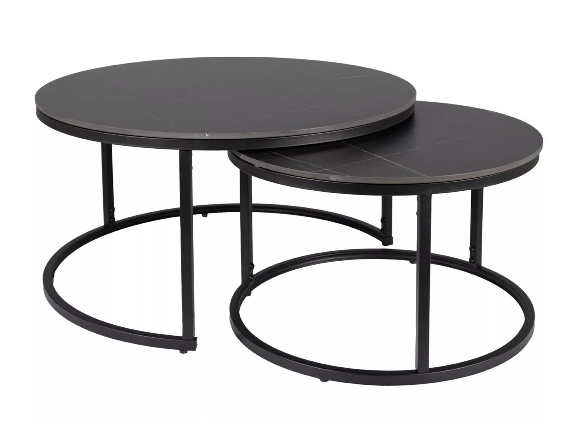 Conjunto de mesa de centro Detroit 607 (Mármore preto + Preto)