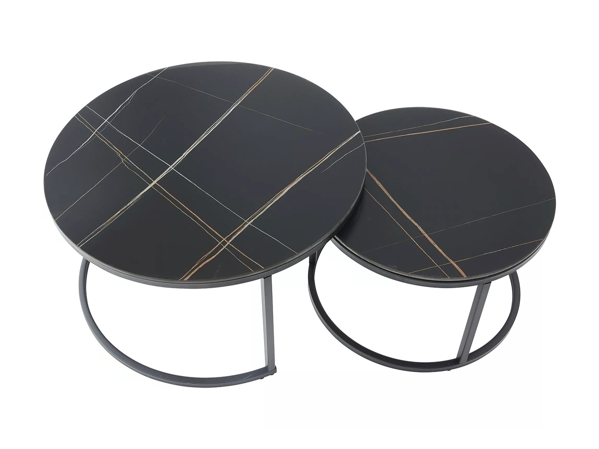 Conjunto de mesa de centro Detroit 607 (Mármore preto + Preto)