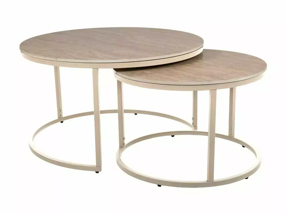 Conjunto de mesa de centro Detroit 607 (Travertino claro + Caxemira)
