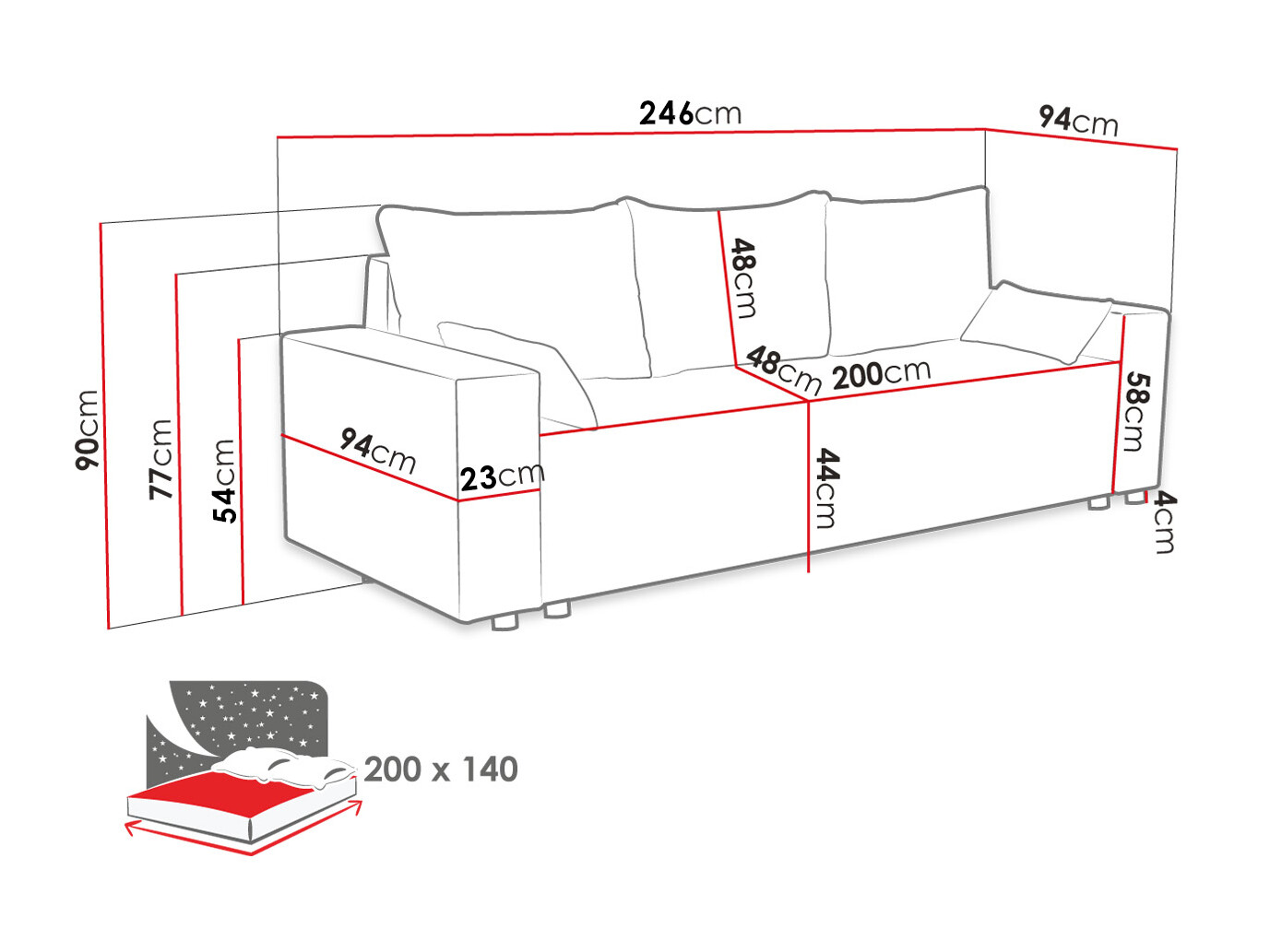 Sofá-cama Clovis 104 (Poso 60)