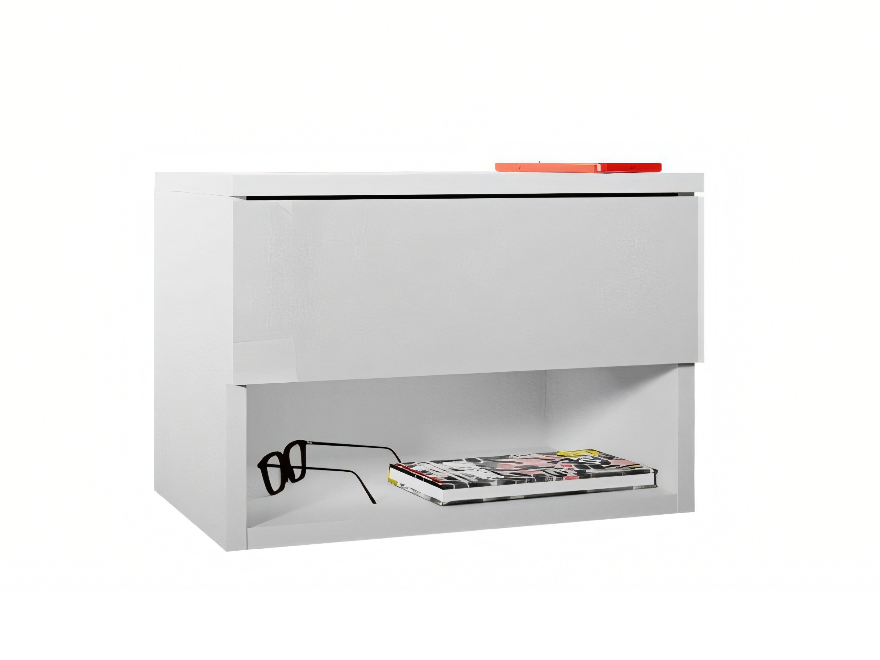 Mesa de cabeceira Papilix (Branco + Branco brilhante)