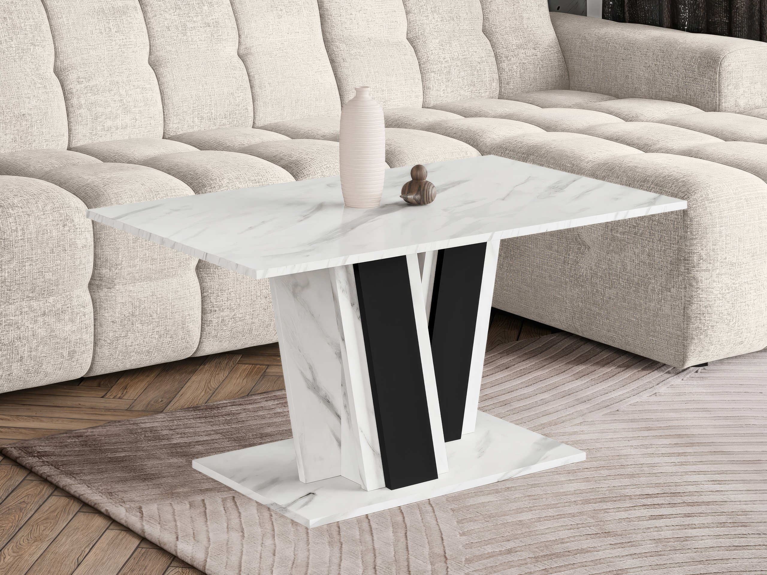 Mesa de centro Goodyear 138 (Marmore branco + Preto)