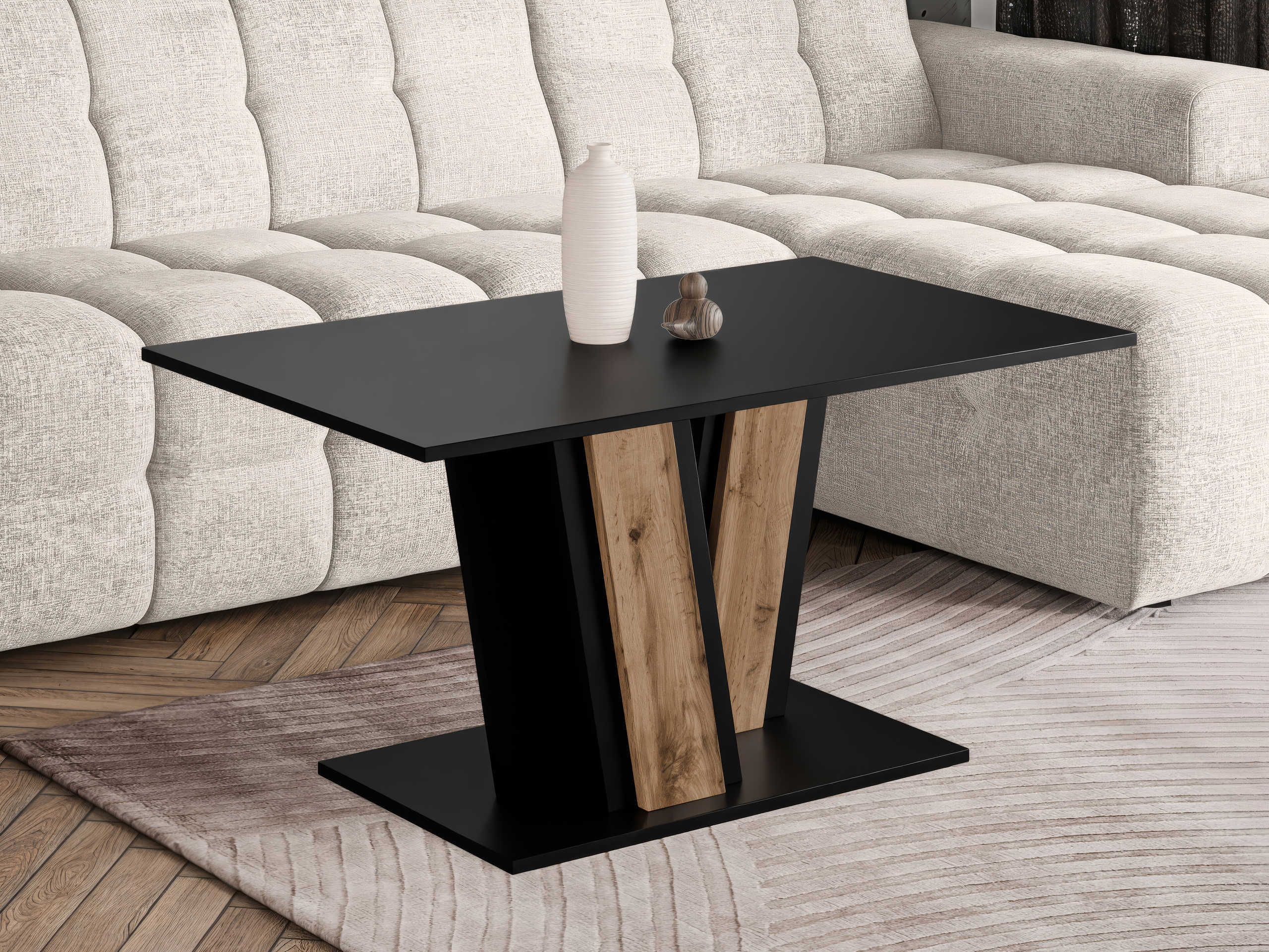 Mesa de centro Goodyear 138 (Preto + Carvalho wotan)