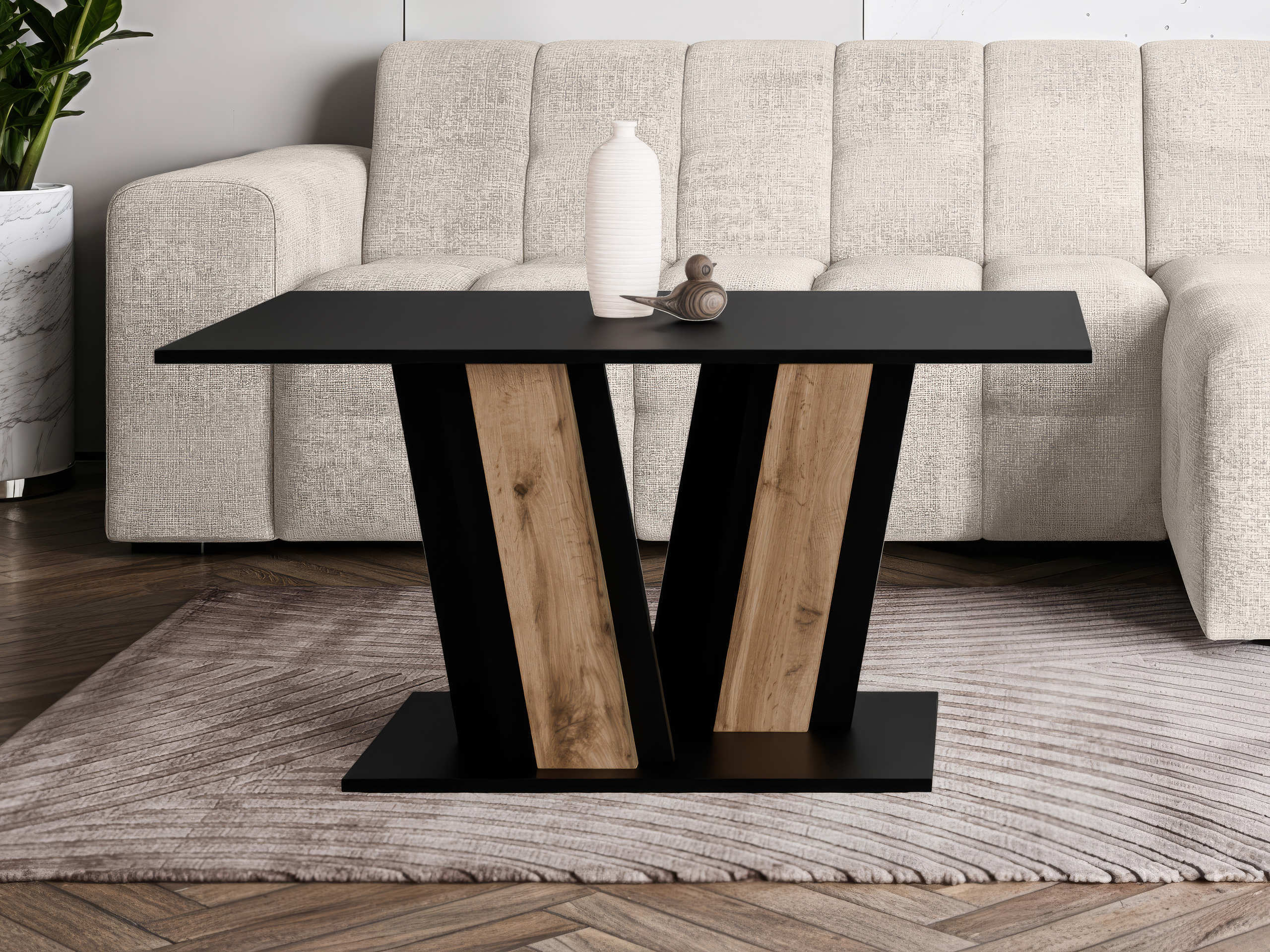 Mesa de centro Goodyear 138 (Preto + Carvalho wotan)