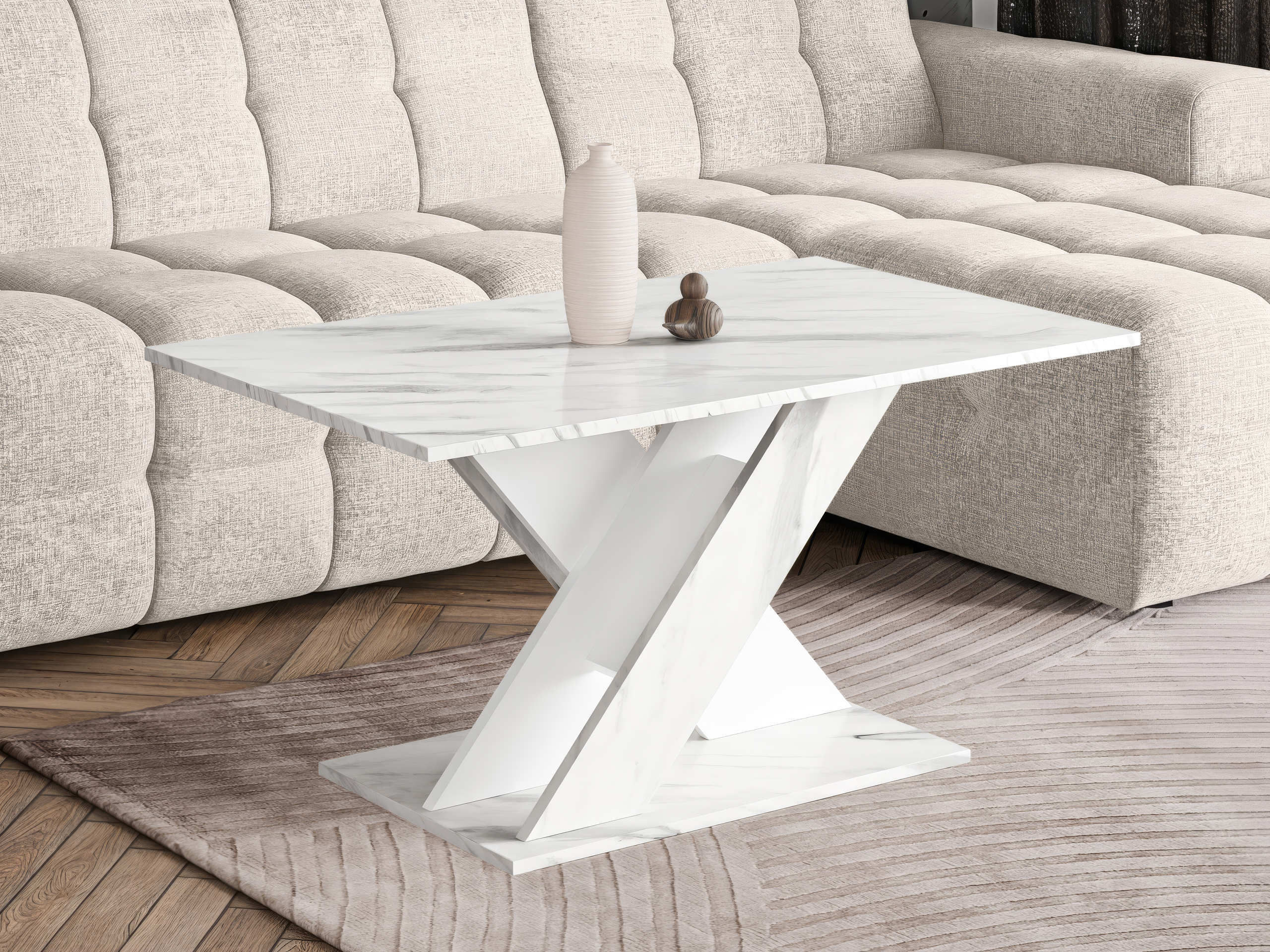 Mesa de centro Goodyear 140 (Marmore branco + Branco)