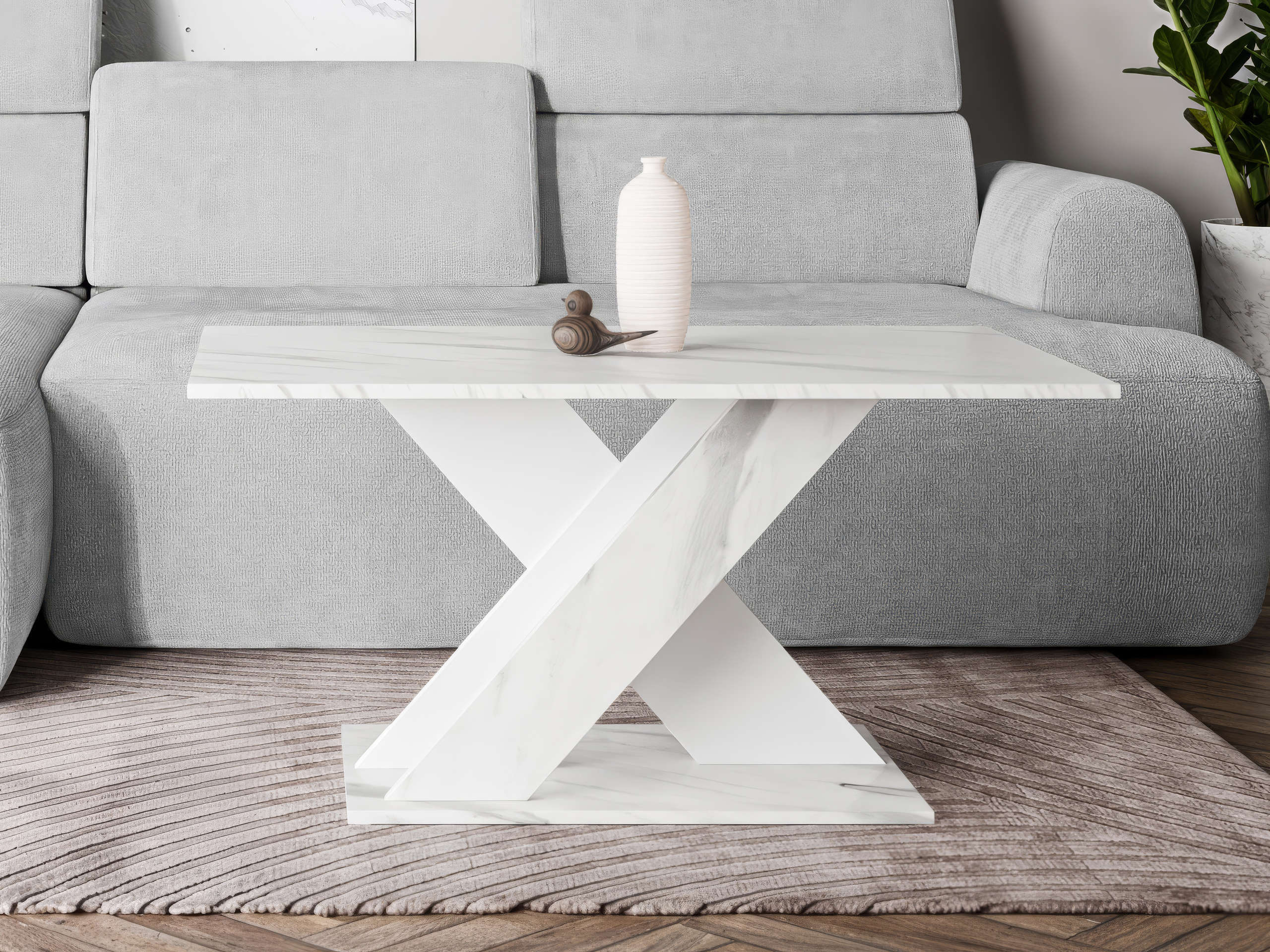 Mesa de centro Goodyear 140 (Marmore branco + Branco)
