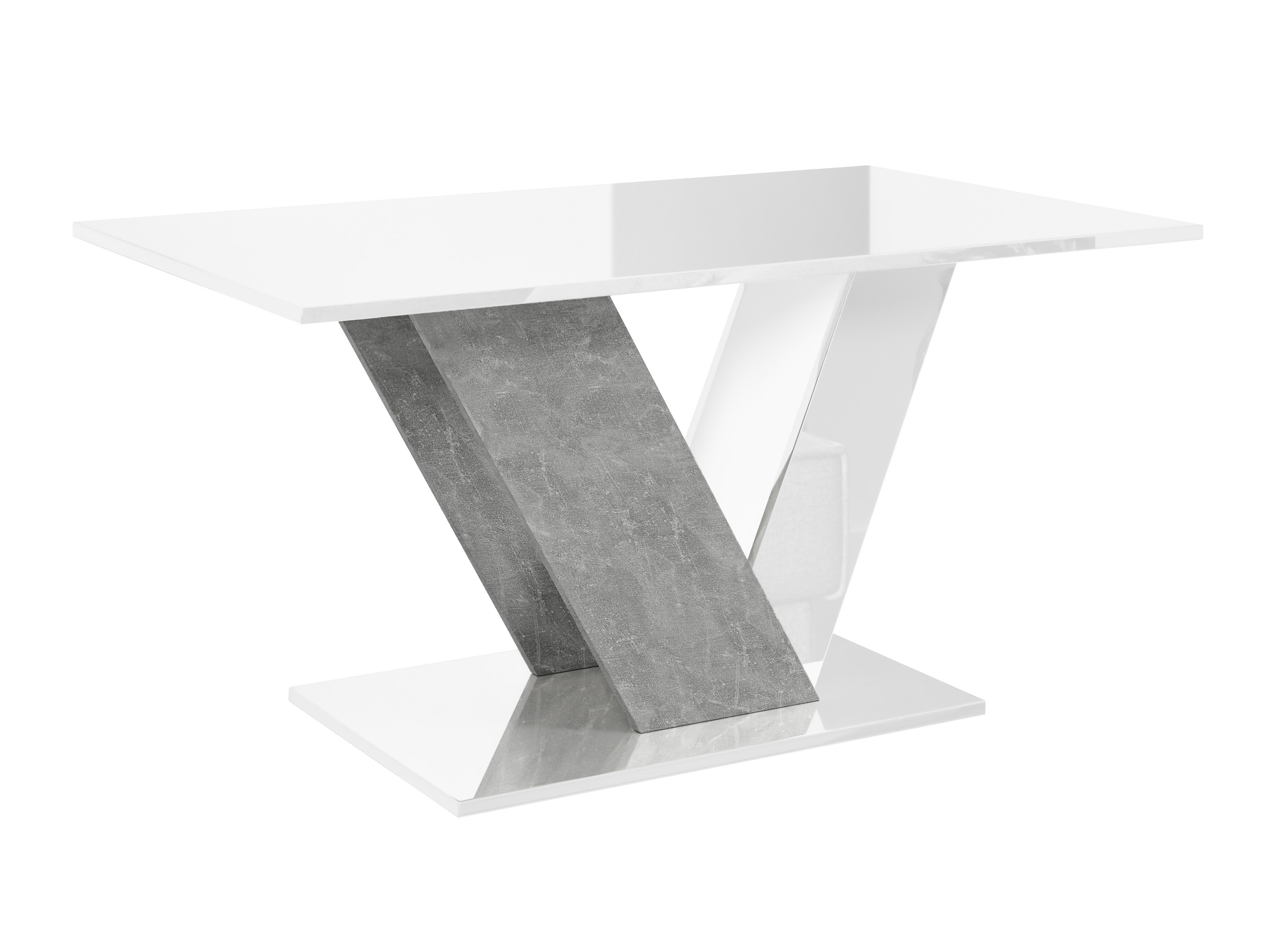 Mesa de centro Goodyear 142 (Branco brilhante + Cimento)