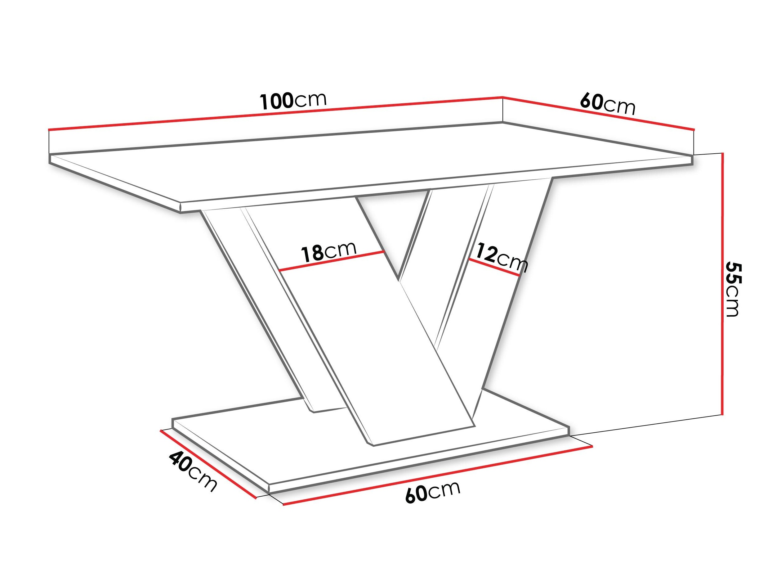 Mesa de centro Goodyear 142 (Branco brilhante + Cimento)