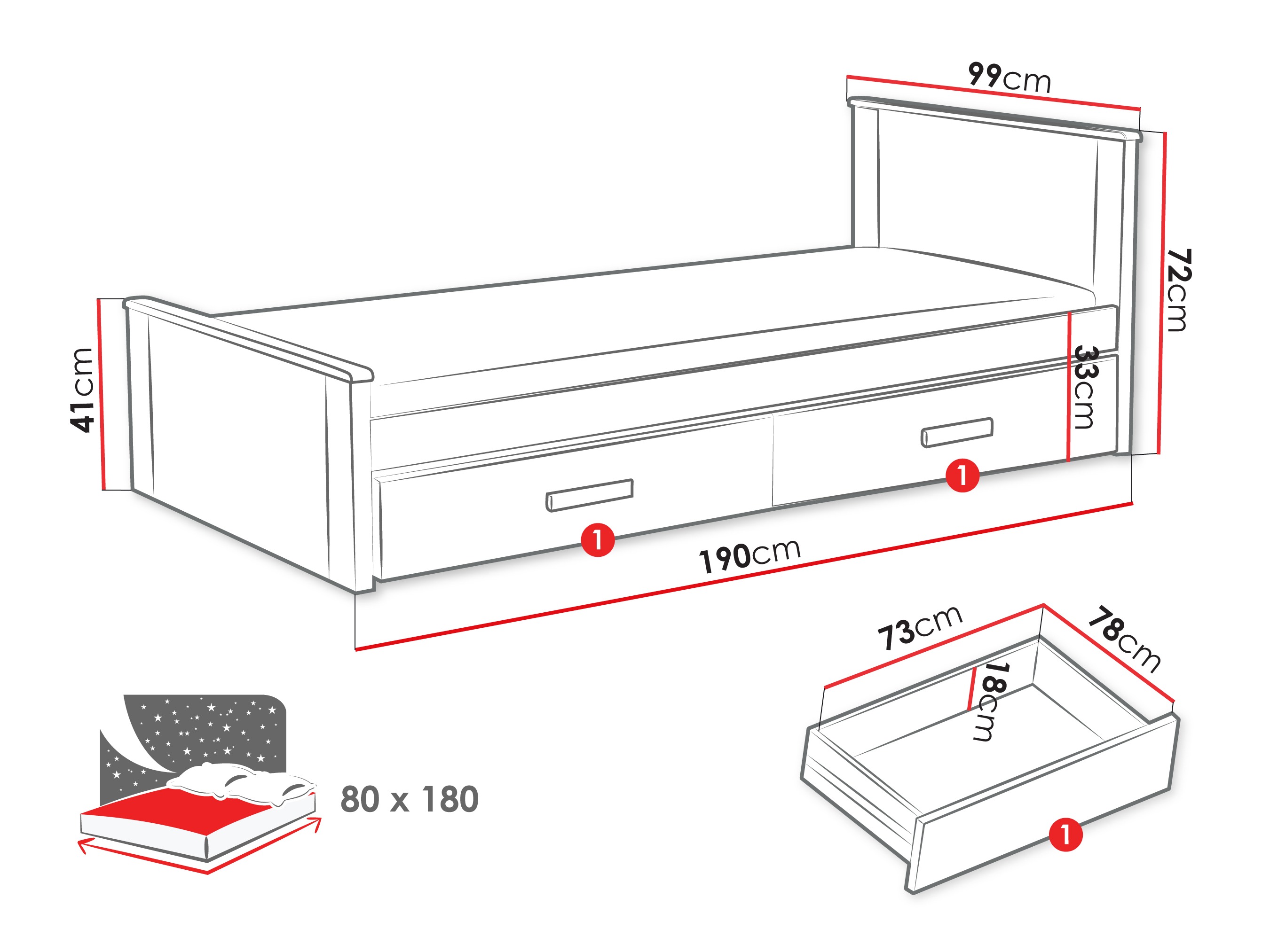 Cama Henderson 116 (Branco + Carvalho sonoma)
