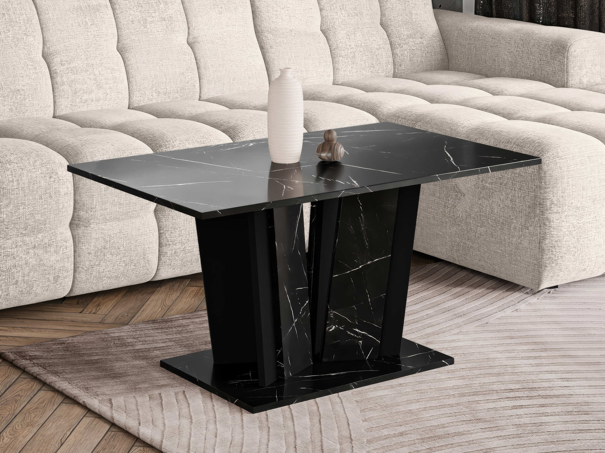 Mesa de centro Goodyear 143 (Mármore preto + Preto)