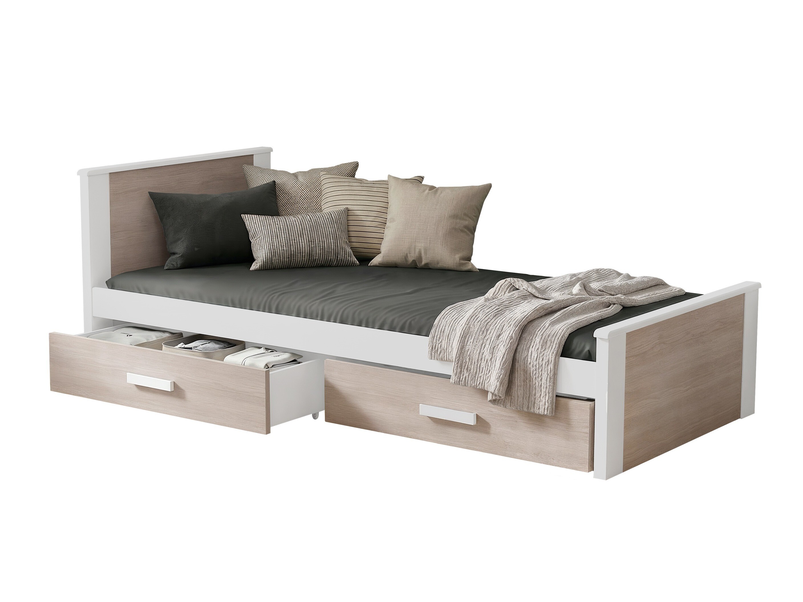 Cama Henderson 116 (Branco + Carvalho sonoma)