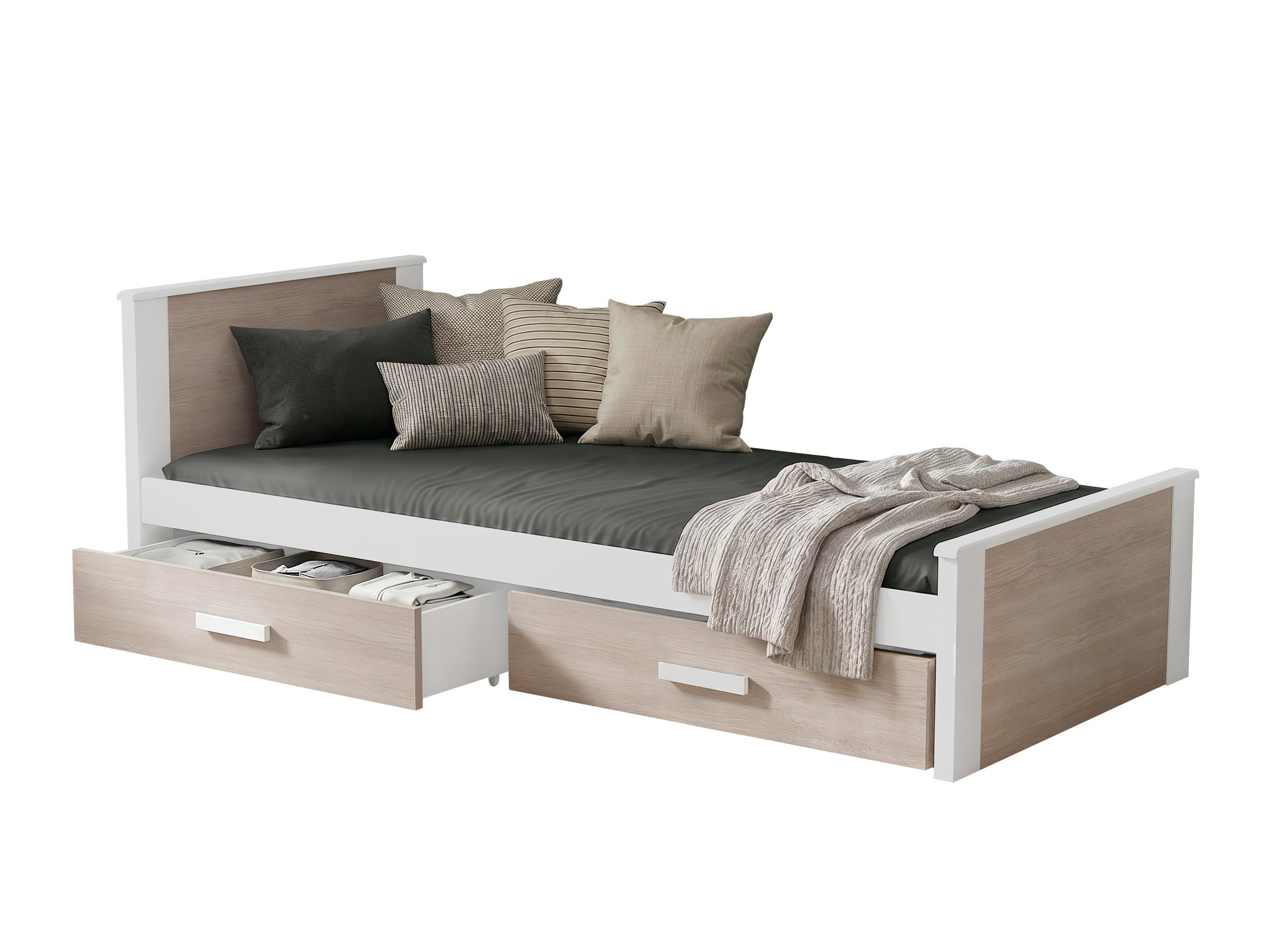 Cama Henderson 116 (Branco + Carvalho sonoma)