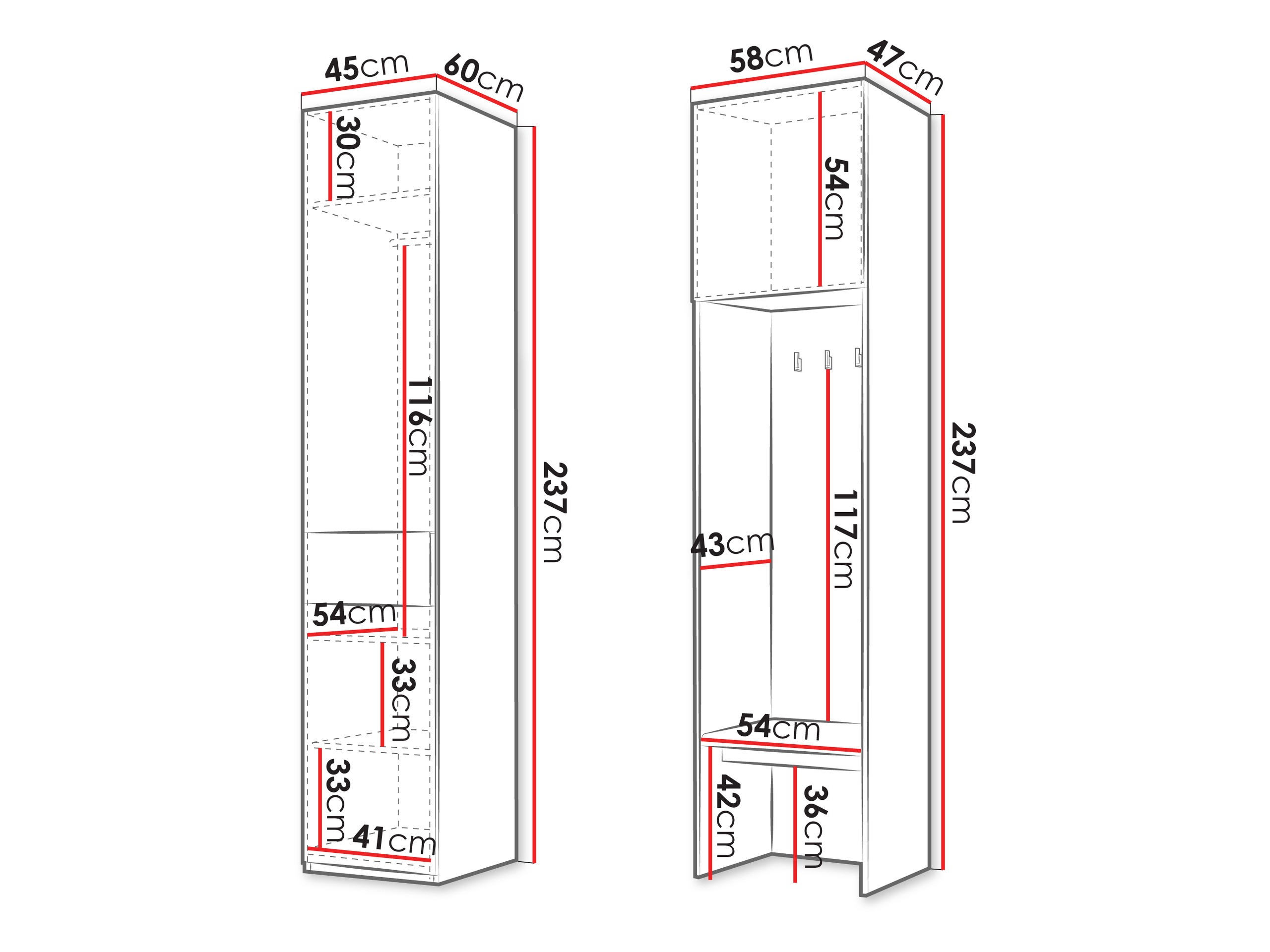 Conjunto para corredor Toledo 148 (Carvalho + Bege)